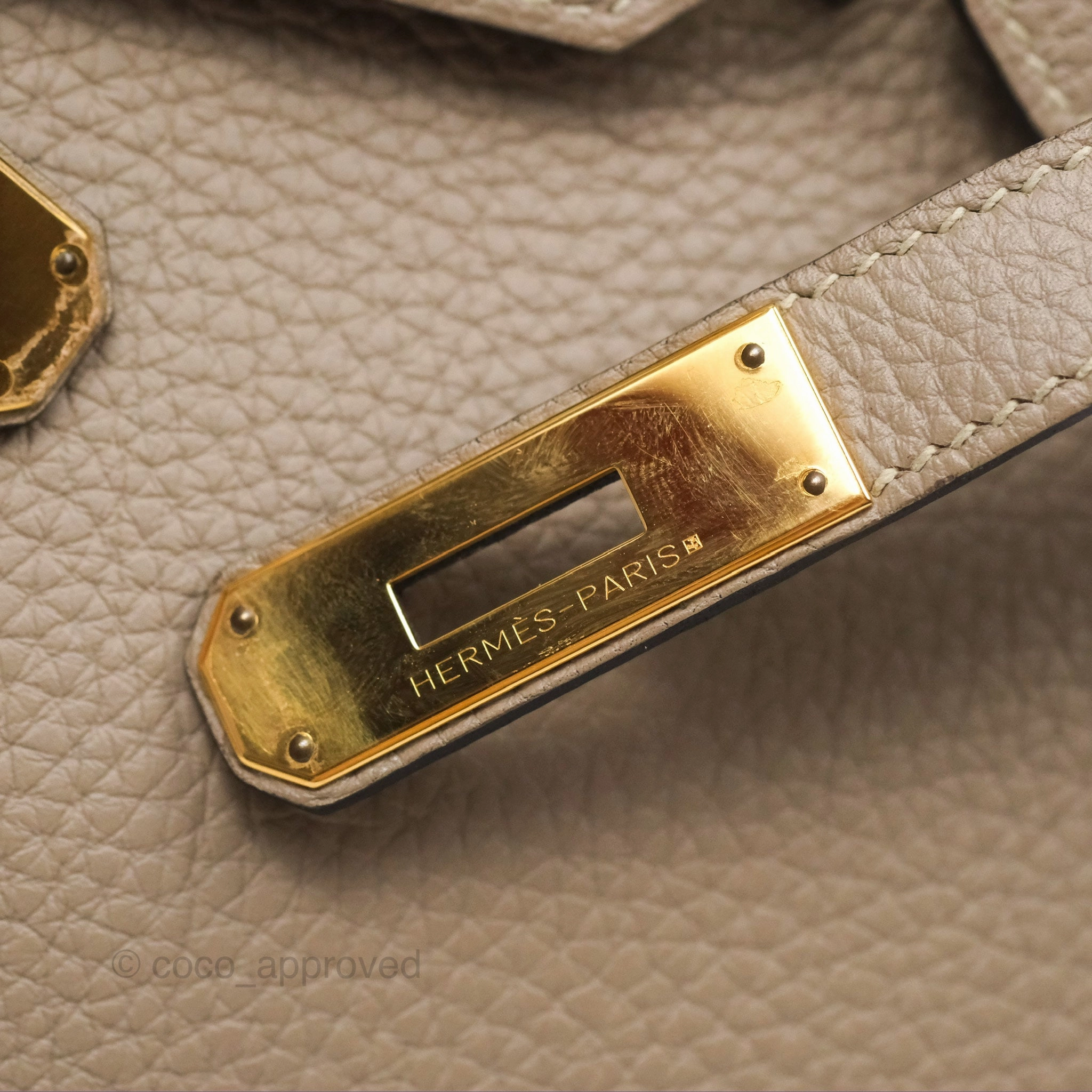 Herms Birkin 30 Retourne Gris Tourterelle Togo Gold Hardware