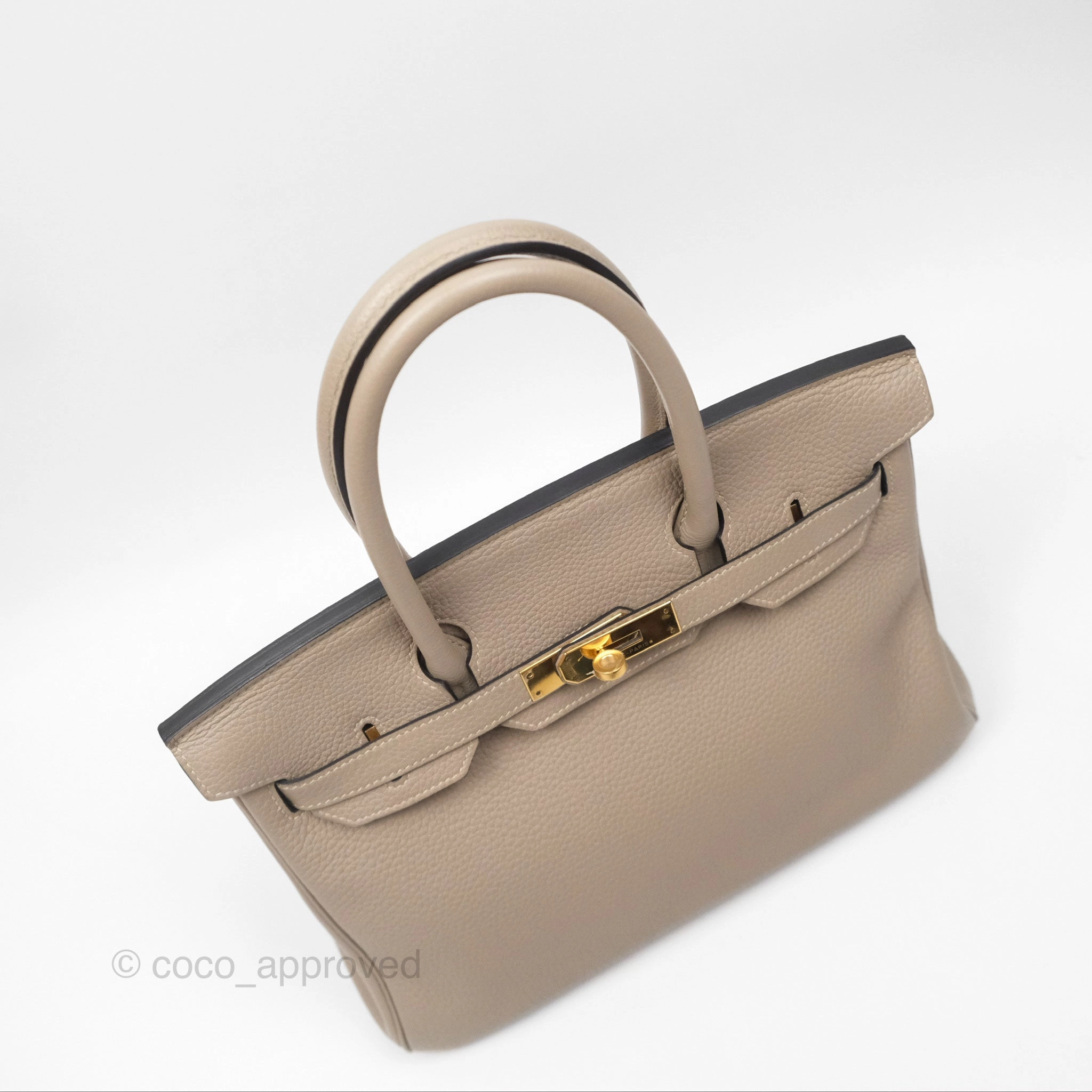 Herms Birkin 30 Retourne Gris Tourterelle Togo Gold Hardware