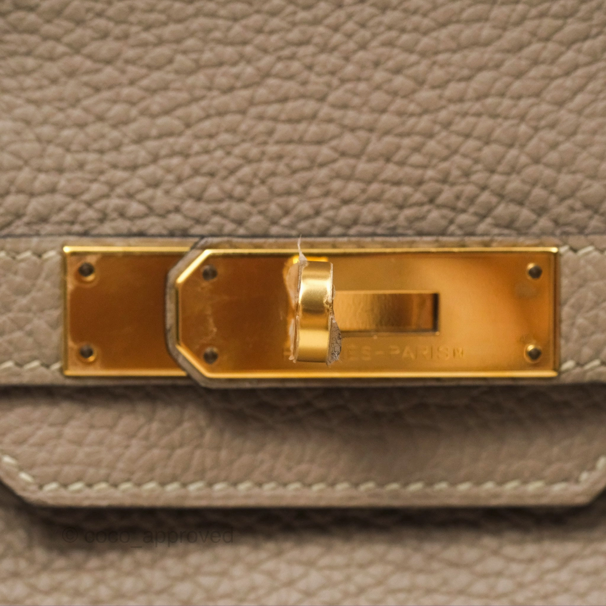Herms Birkin 30 Retourne Gris Tourterelle Togo Gold Hardware