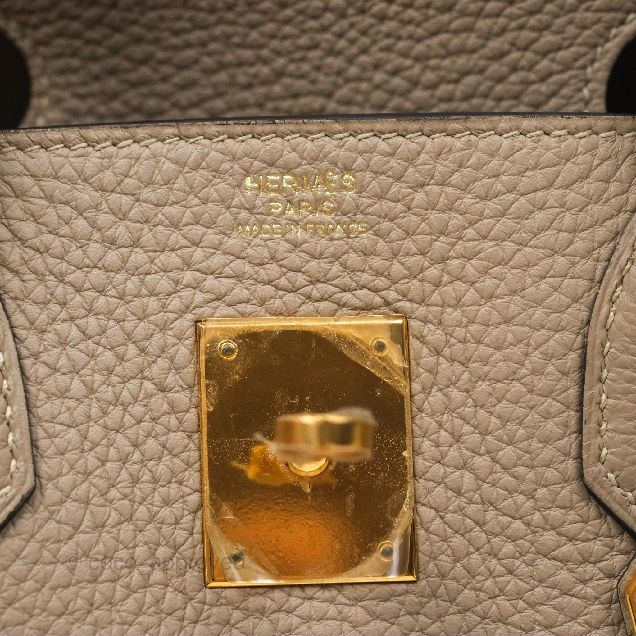 Herms Birkin 30 Retourne Gris Tourterelle Togo Gold Hardware