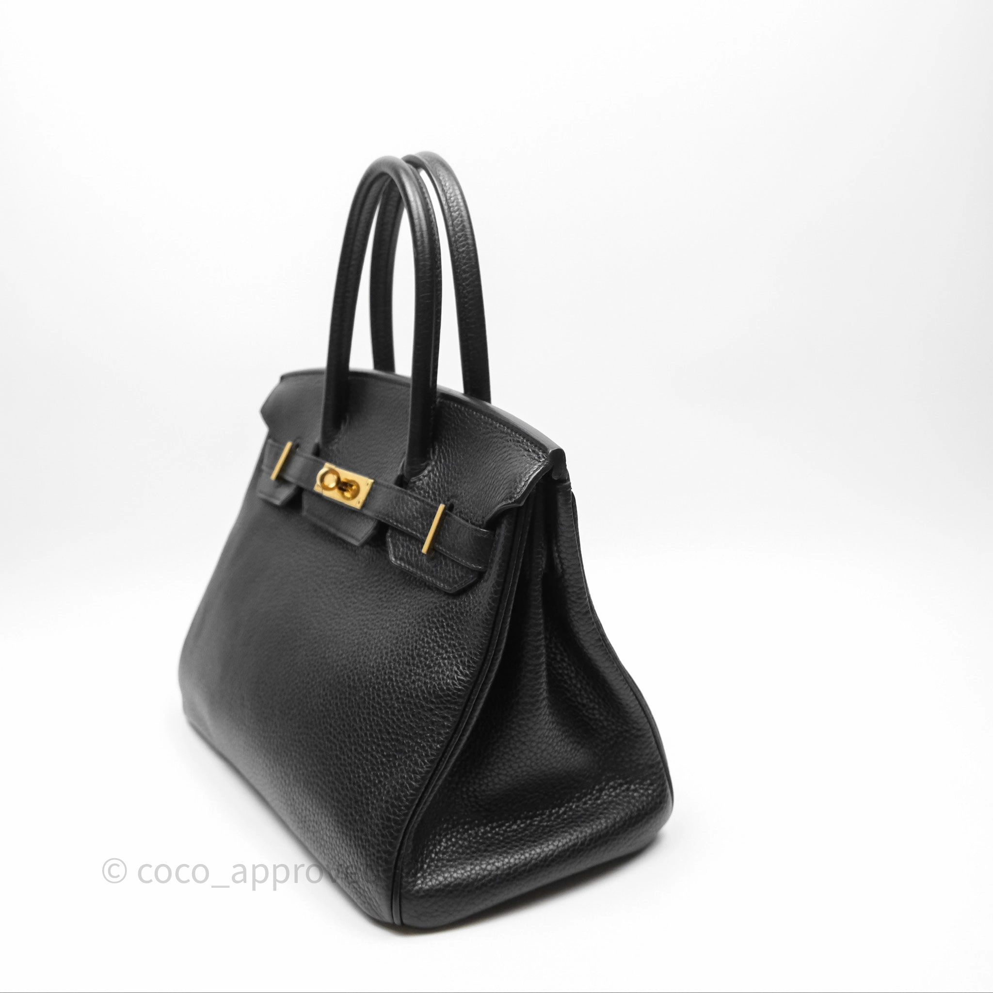 Herms Birkin 30 Retourne Noir 89 Clemence Gold Hardware