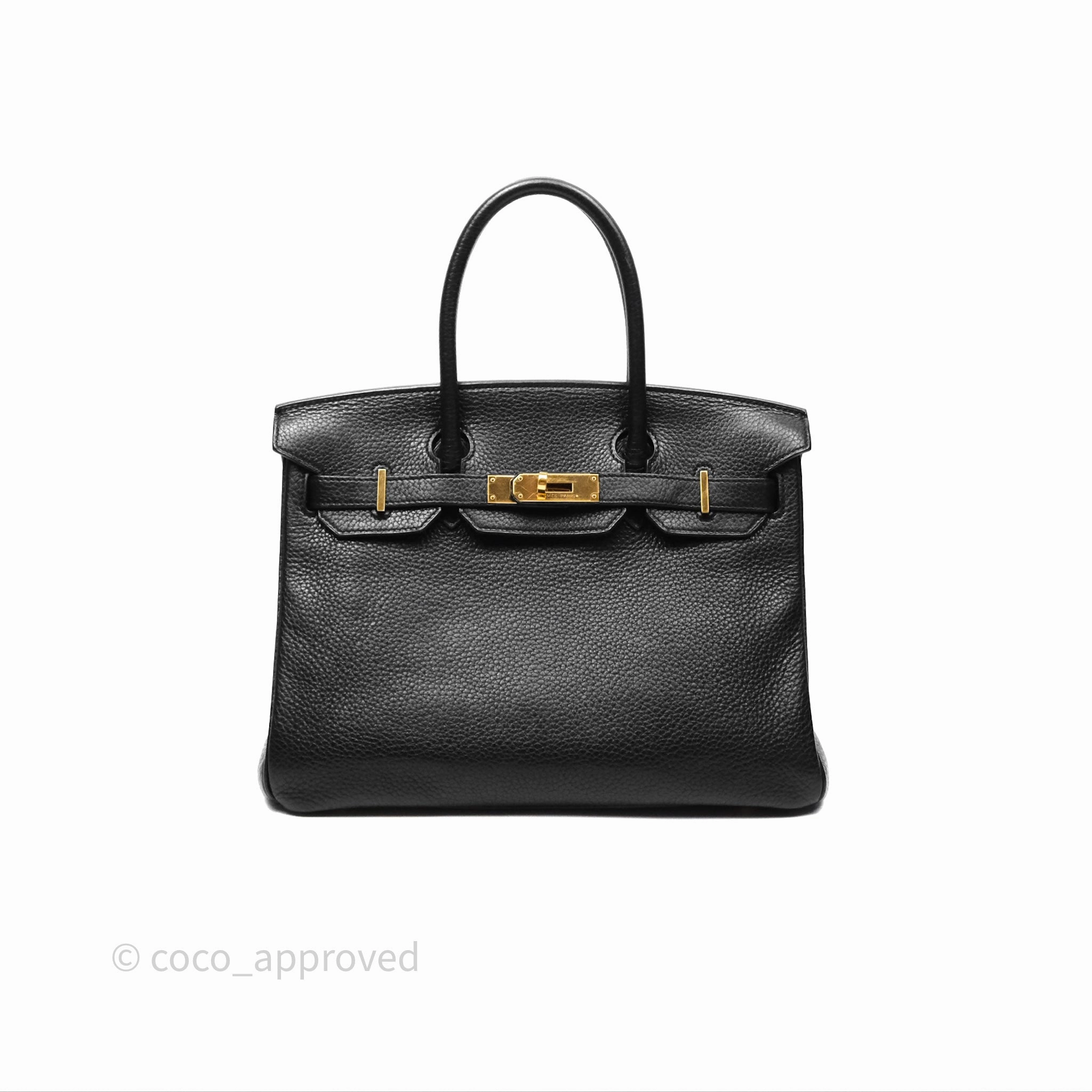 Herms Birkin 30 Retourne Noir 89 Clemence Gold Hardware