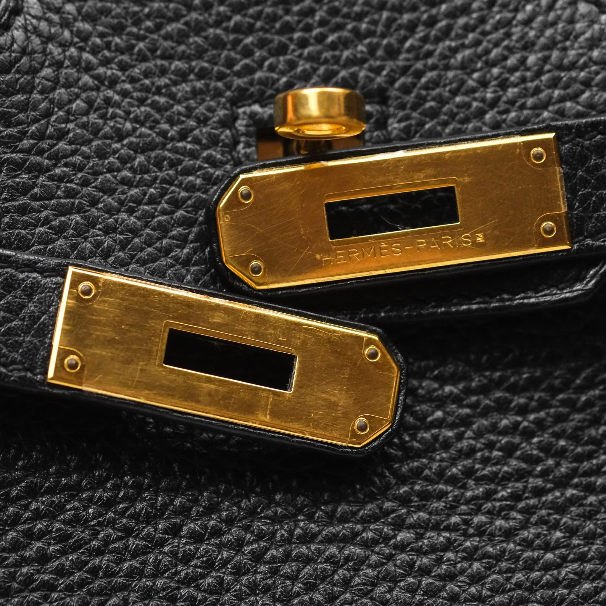 Herms Birkin 30 Retourne Noir 89 Clemence Gold Hardware