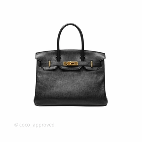 Herms Birkin 30 Retourne Noir 89 Clemence Gold Hardware