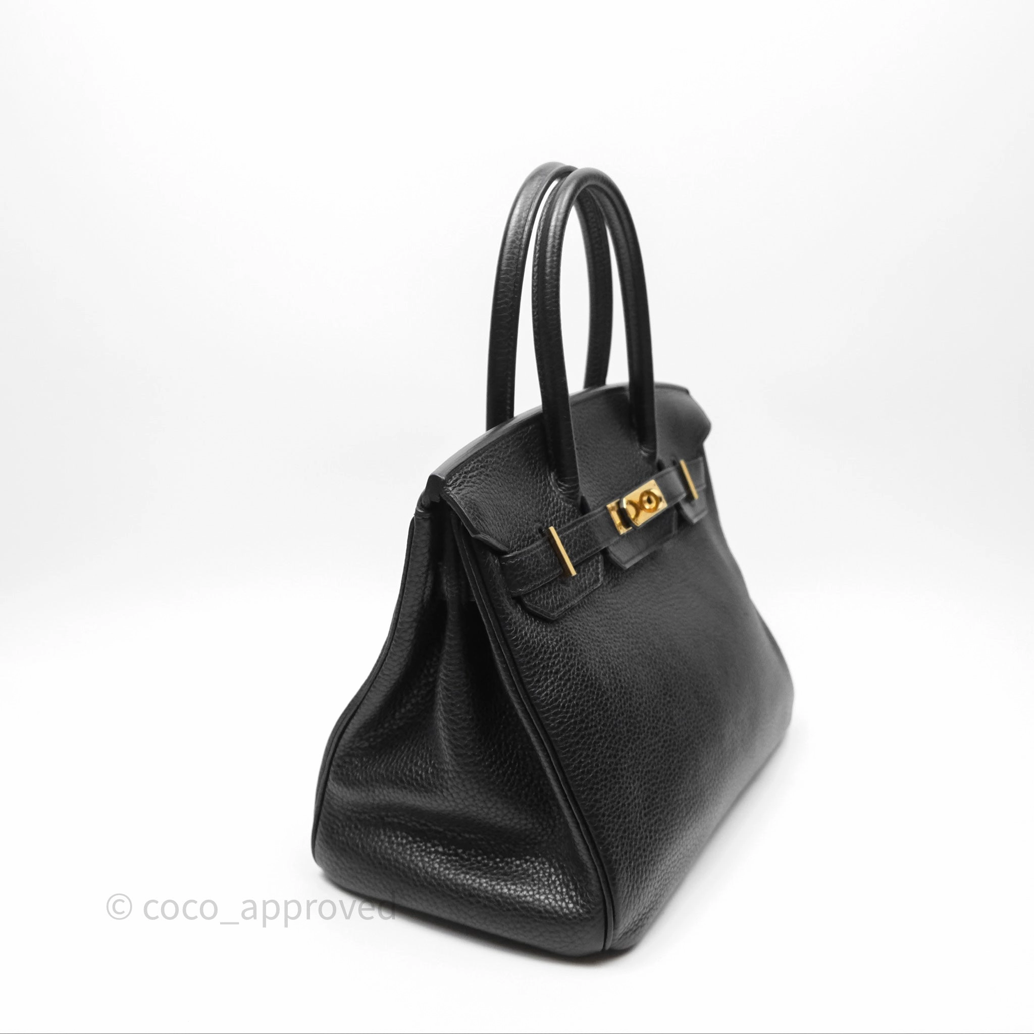 Herms Birkin 30 Retourne Noir 89 Clemence Gold Hardware