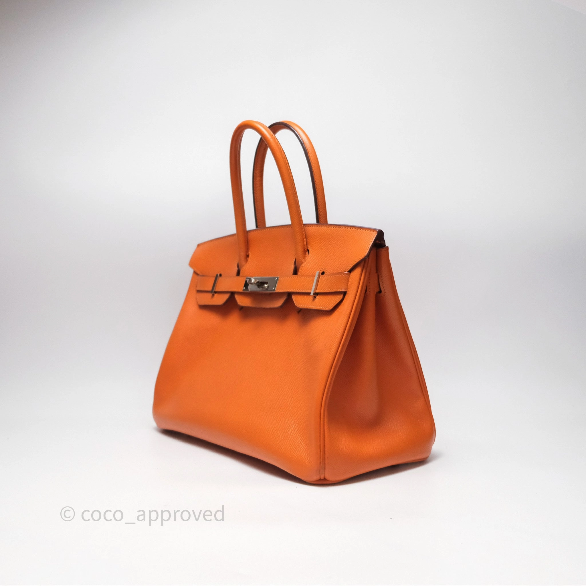 Herms Birkin 30 Retourne Orange Epsom Palladium Hardware