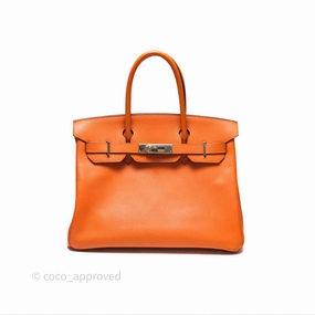 Herms Birkin 30 Retourne Orange Epsom Palladium Hardware