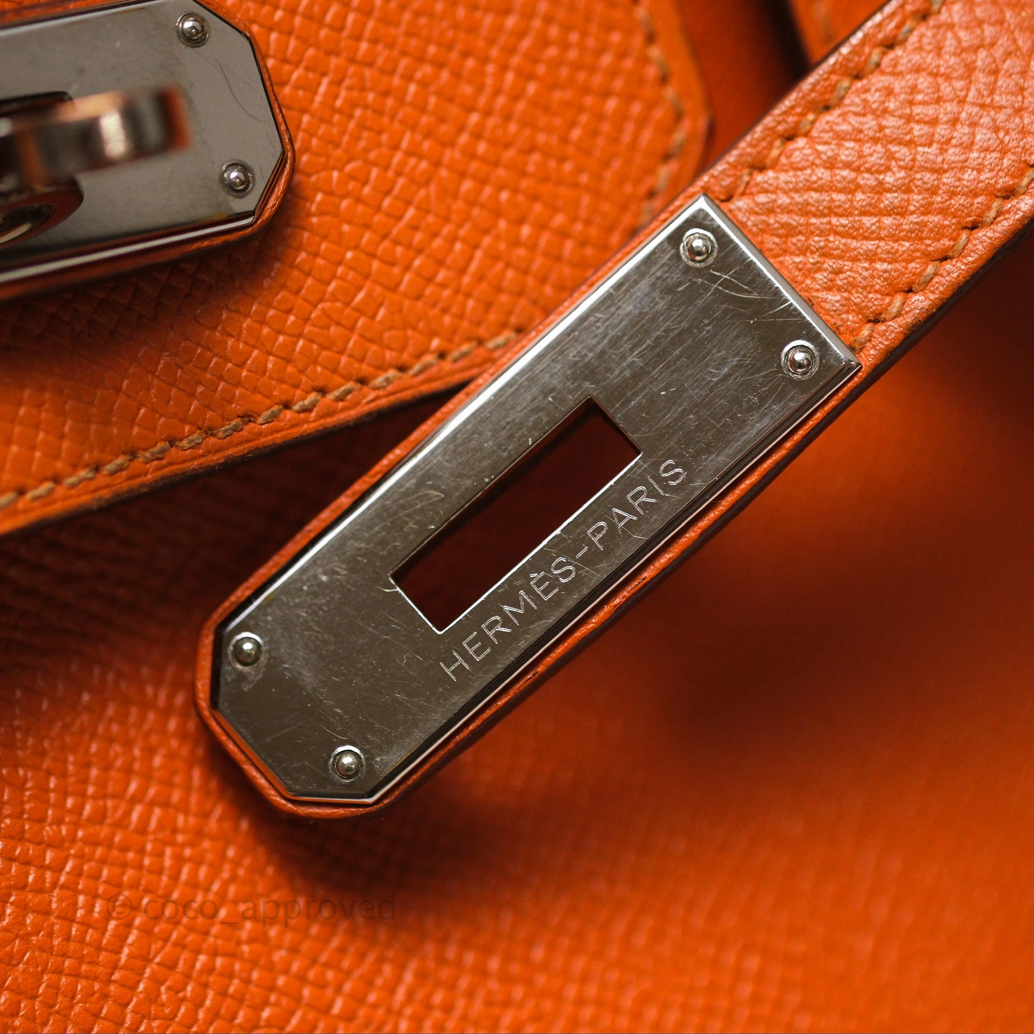 Herms Birkin 30 Retourne Orange Epsom Palladium Hardware
