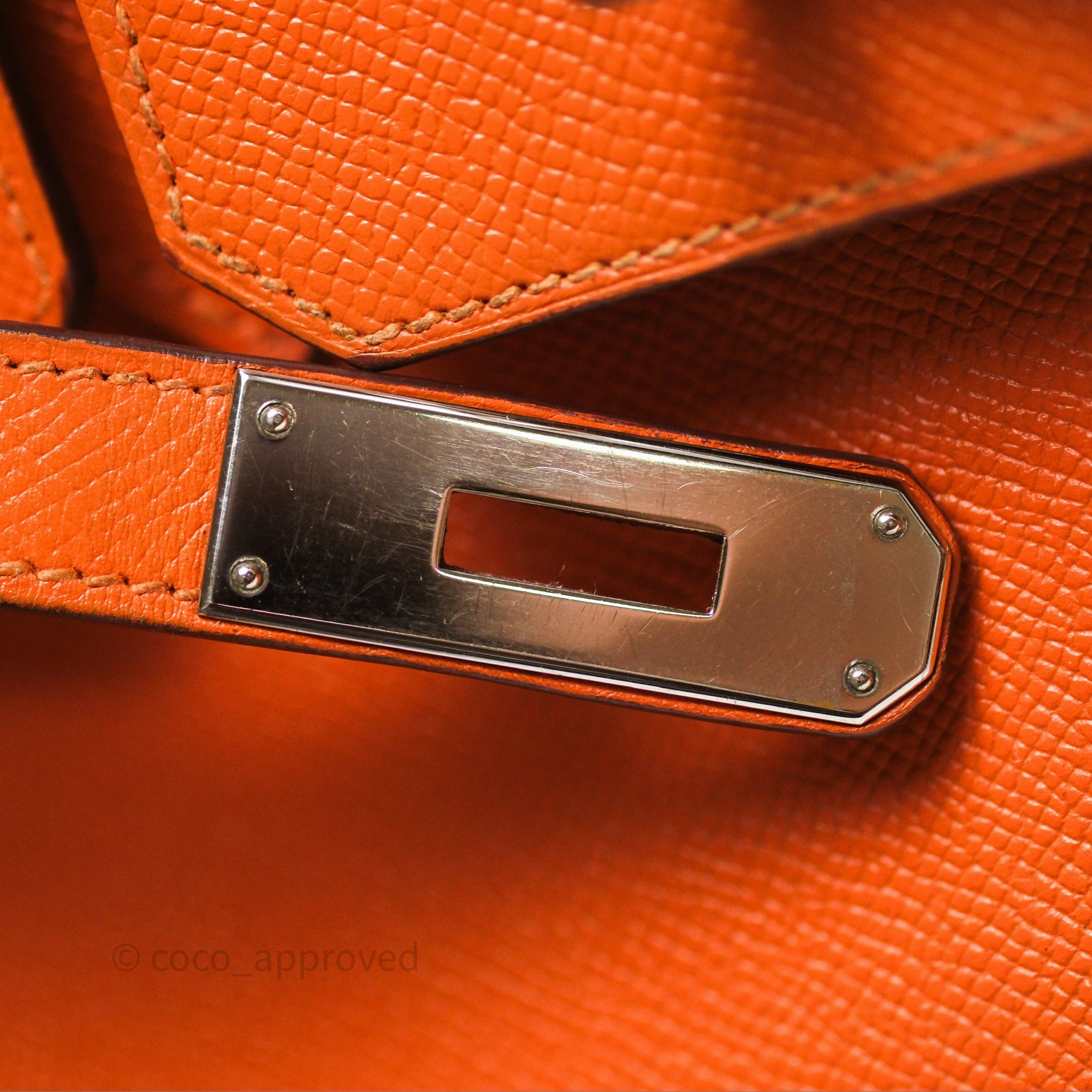 Herms Birkin 30 Retourne Orange Epsom Palladium Hardware
