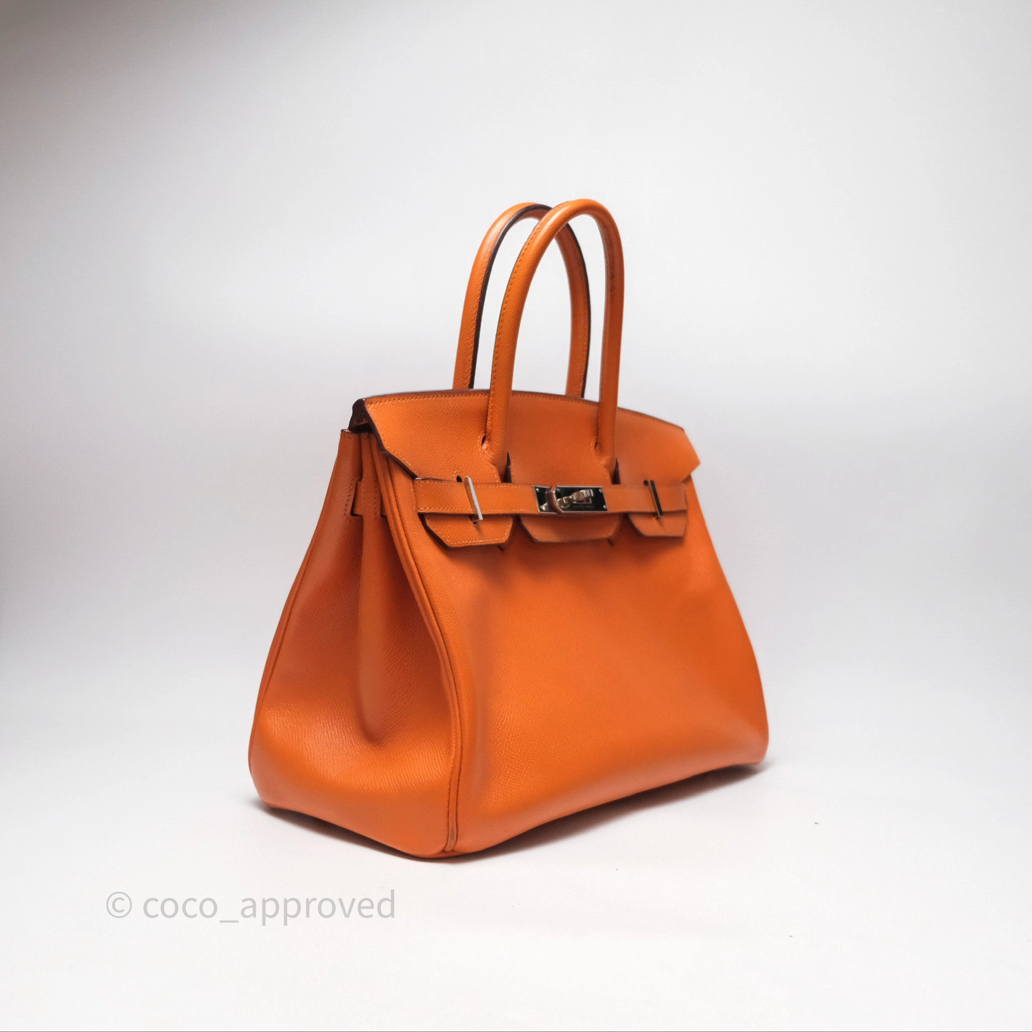 Herms Birkin 30 Retourne Orange Epsom Palladium Hardware