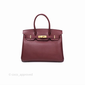 Herms Birkin 30 Retourne Rouge H 55 Epsom Gold Hardware