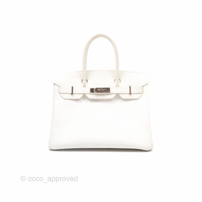 Herms Birkin 30 Retourne White Epsom Palladium Hardware