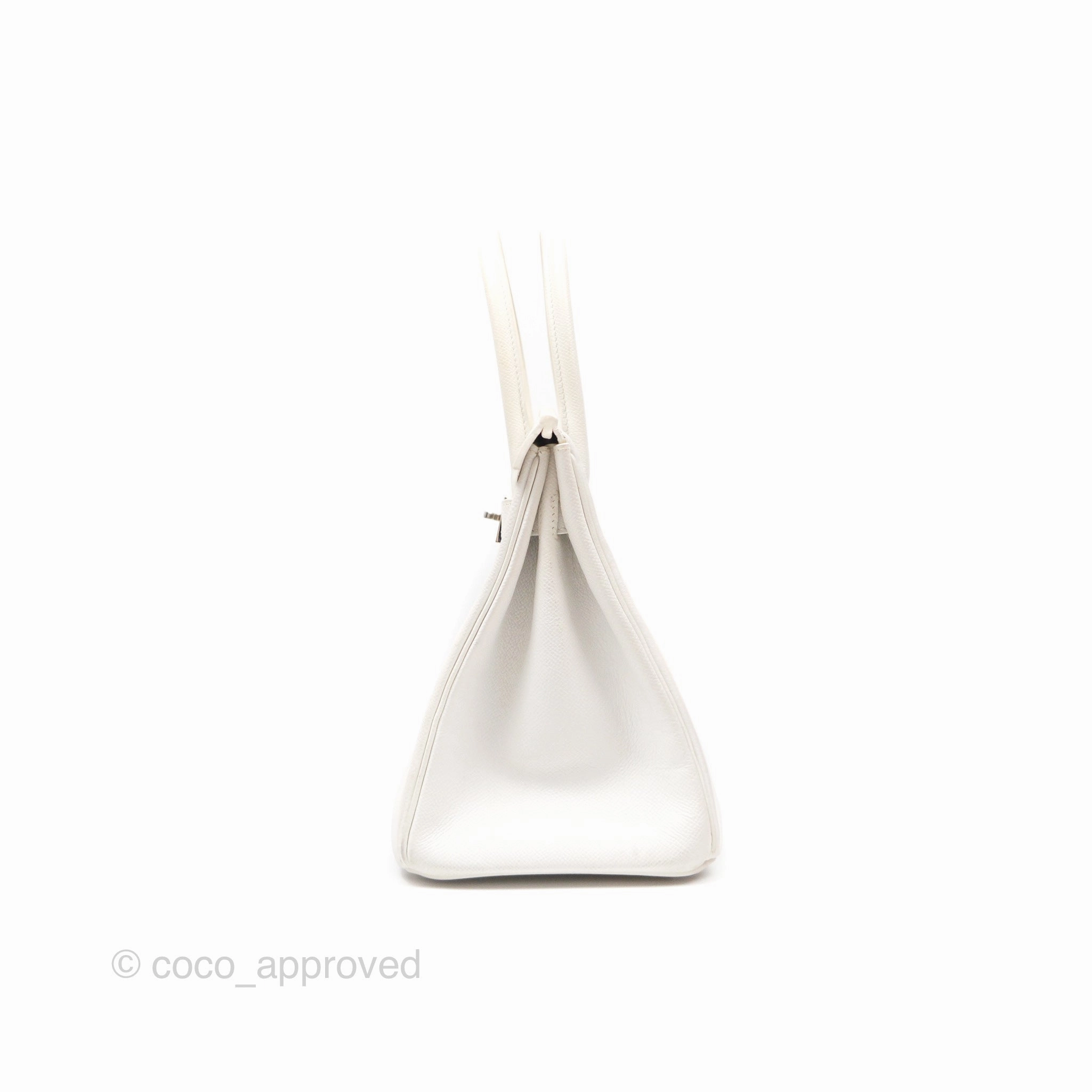 Herms Birkin 30 Retourne White Epsom Palladium Hardware