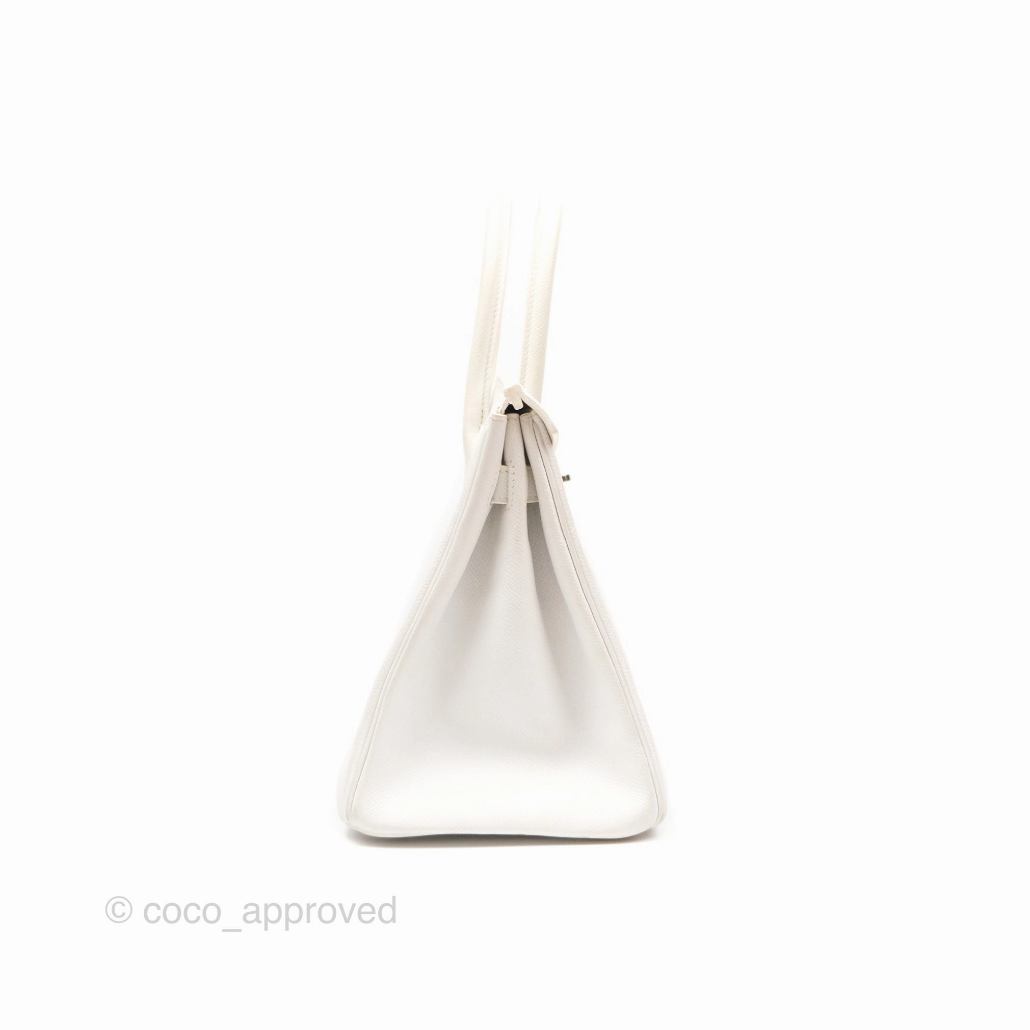 Herms Birkin 30 Retourne White Epsom Palladium Hardware