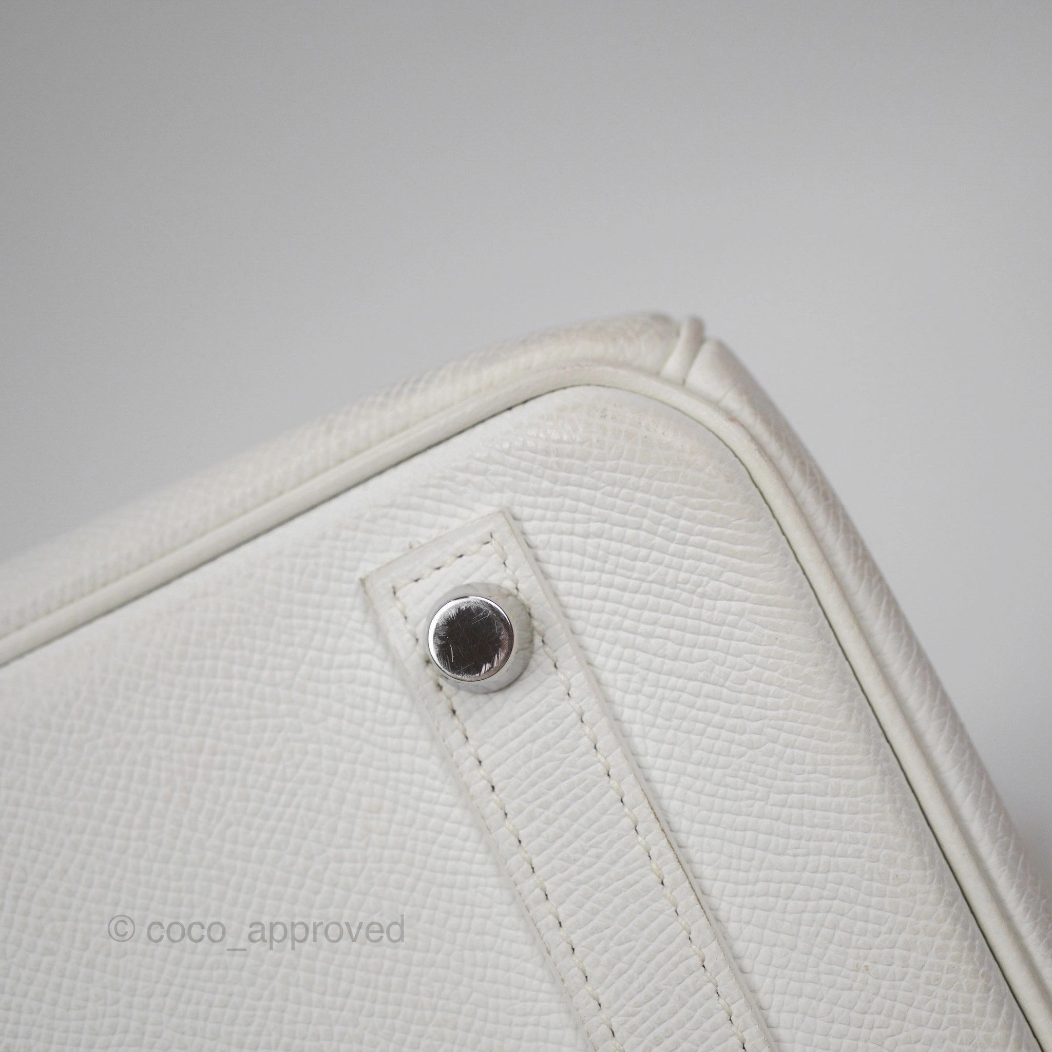 Herms Birkin 30 Retourne White Epsom Palladium Hardware