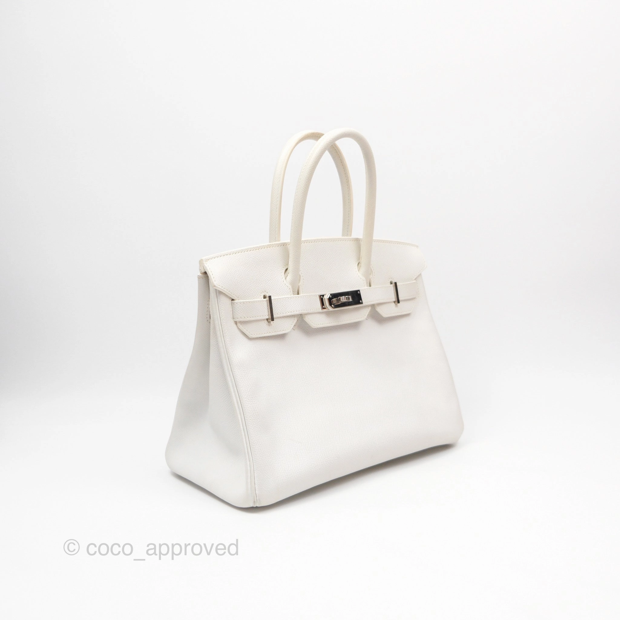 Herms Birkin 30 Retourne White Epsom Palladium Hardware