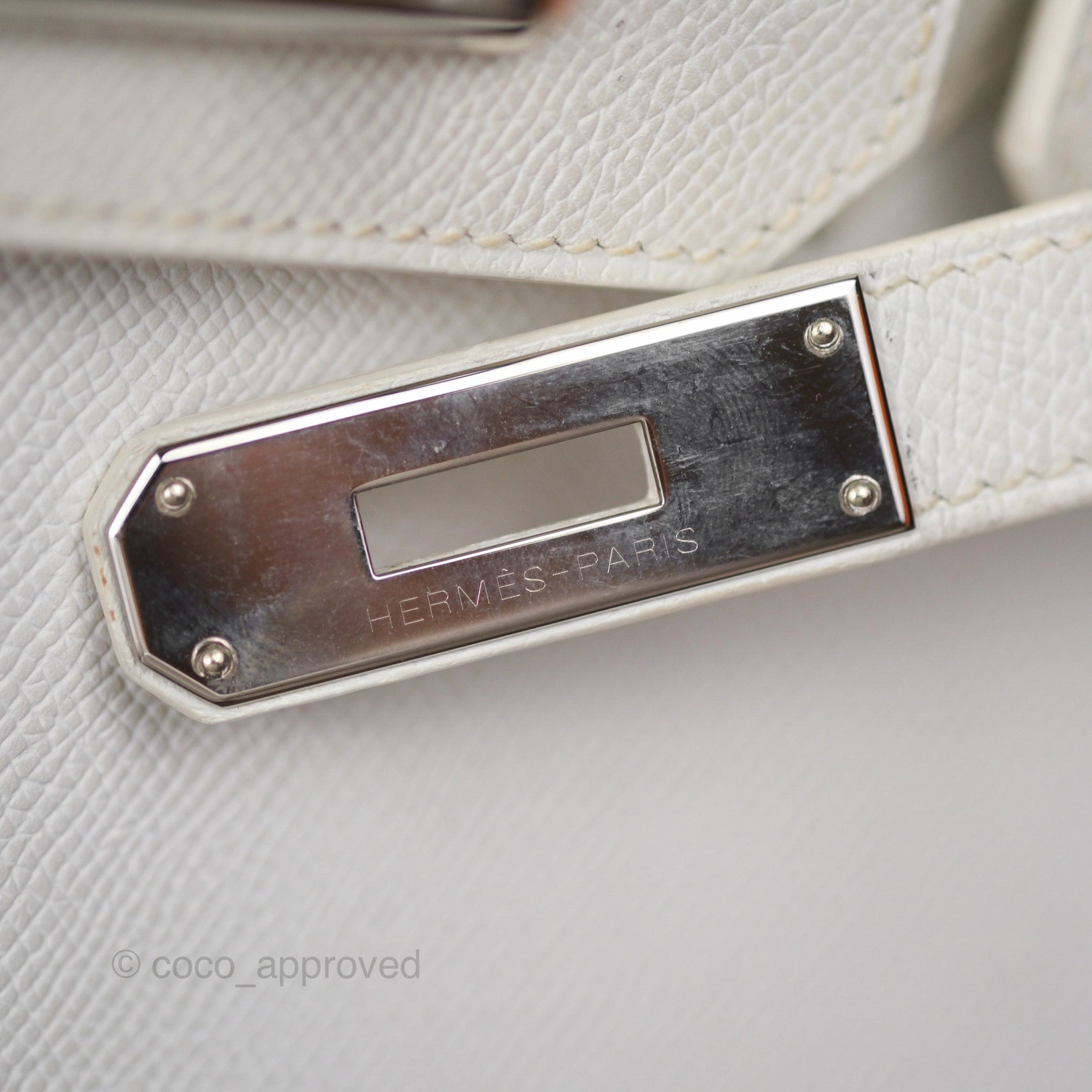 Herms Birkin 30 Retourne White Epsom Palladium Hardware