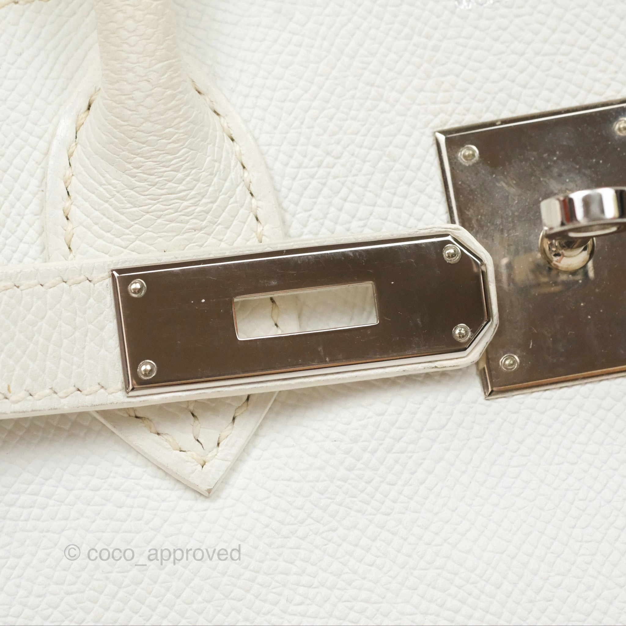 Herms Birkin 30 Retourne White Epsom Palladium Hardware