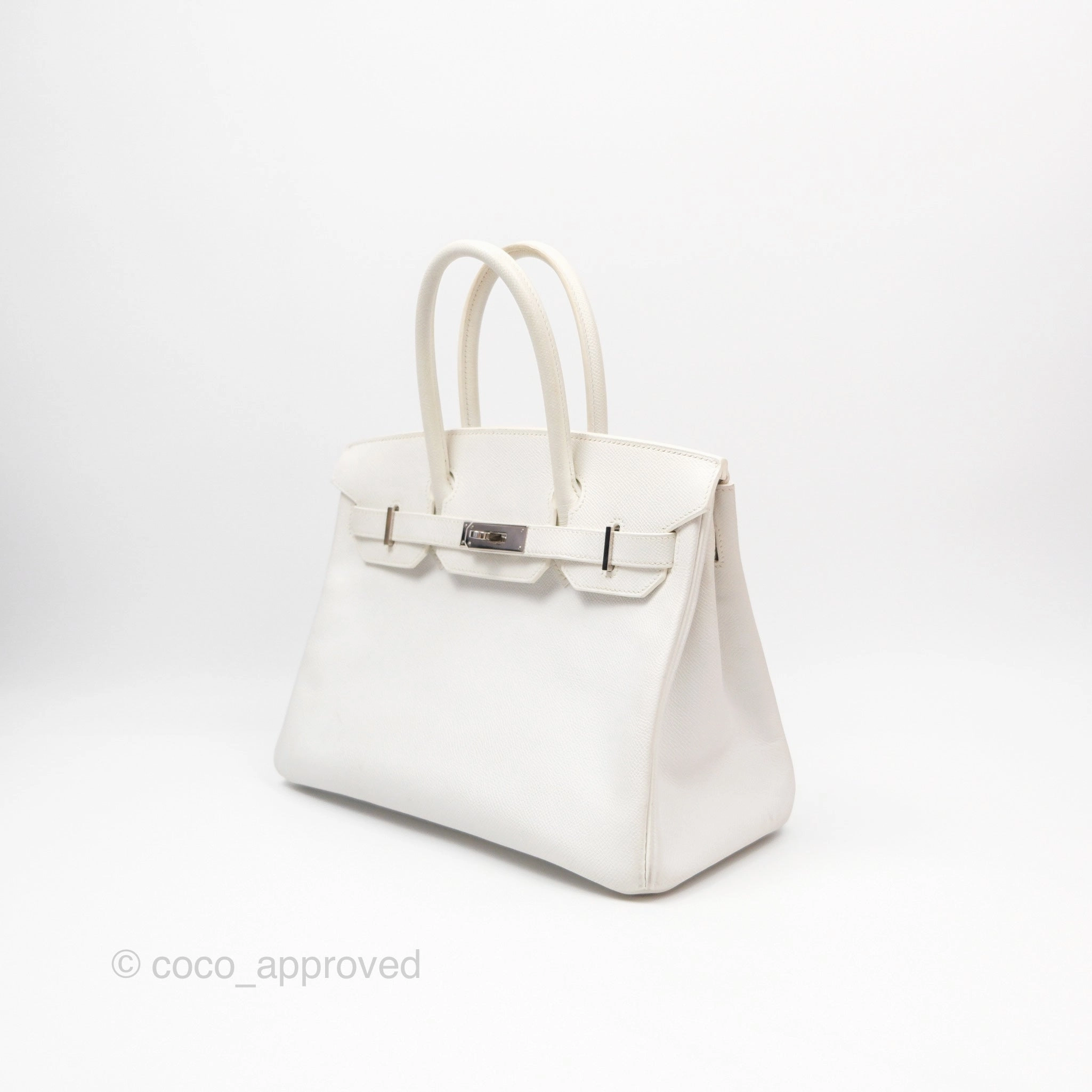 Herms Birkin 30 Retourne White Epsom Palladium Hardware