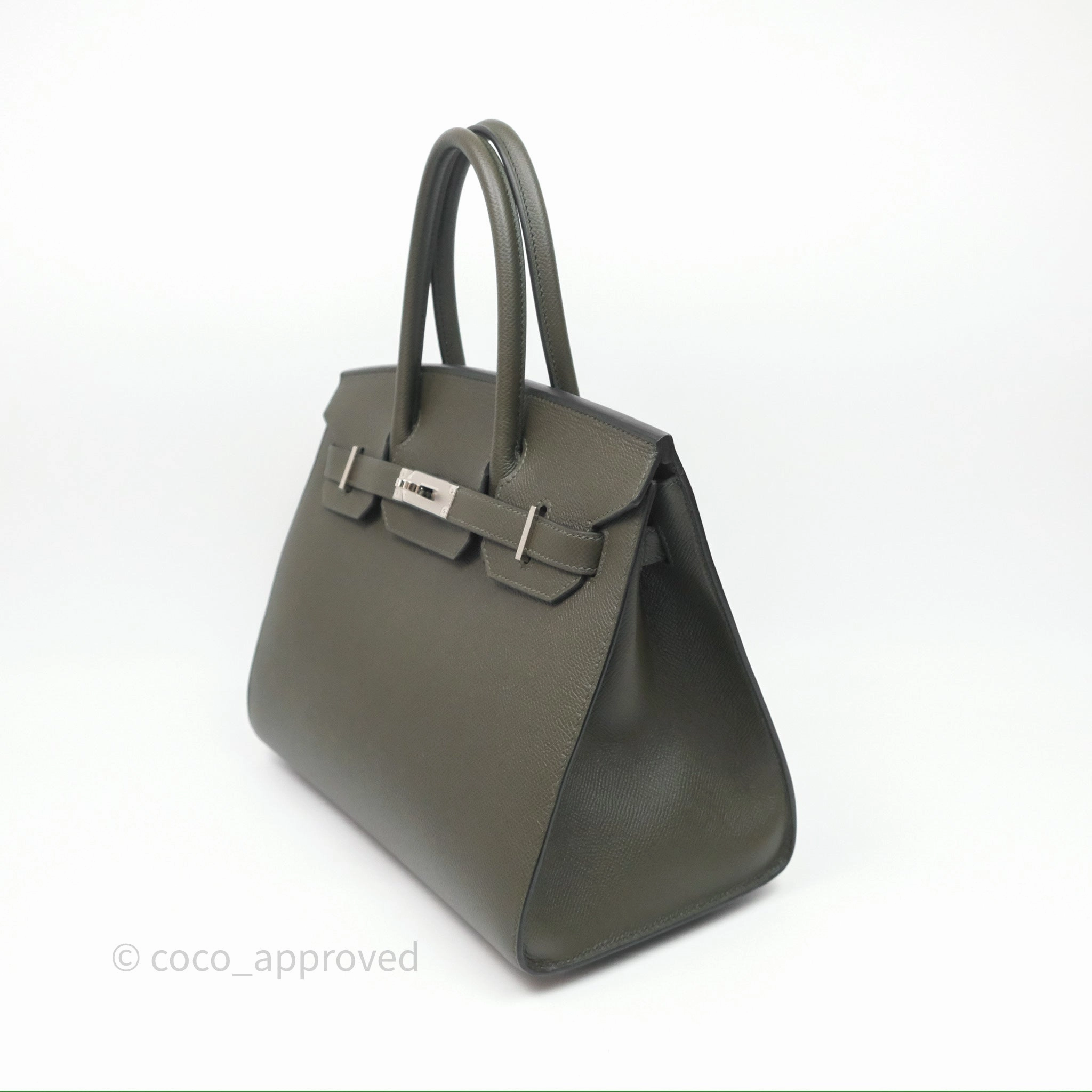 Herms Birkin 30 Vert de Gris C6 Epsom Sliver Hardware