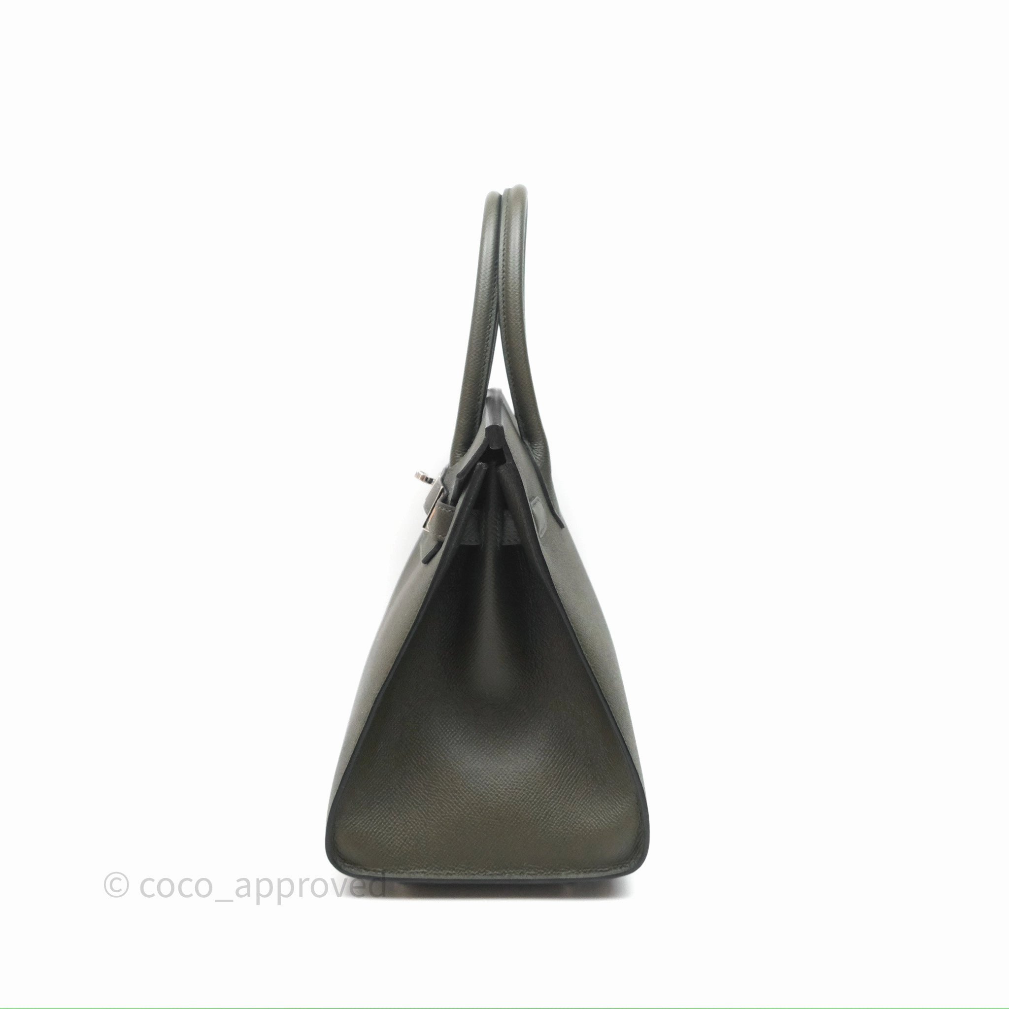 Herms Birkin 30 Vert de Gris C6 Epsom Sliver Hardware