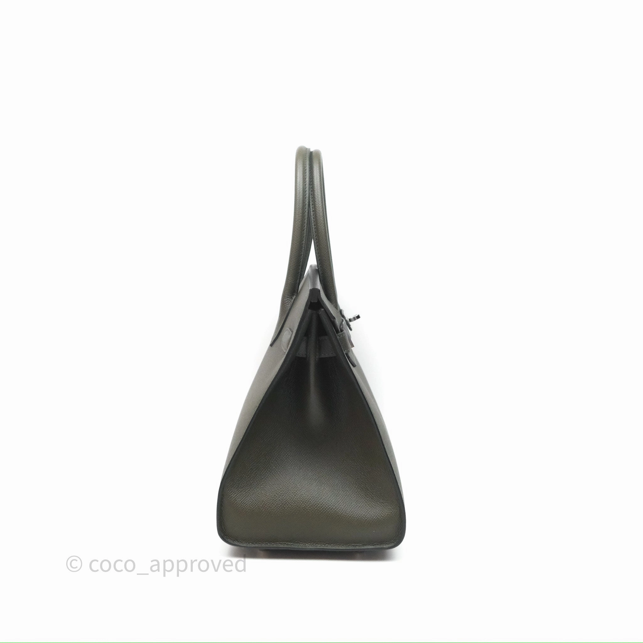 Herms Birkin 30 Vert de Gris C6 Epsom Sliver Hardware