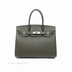 Herms Birkin 30 Vert de Gris C6 Epsom Sliver Hardware