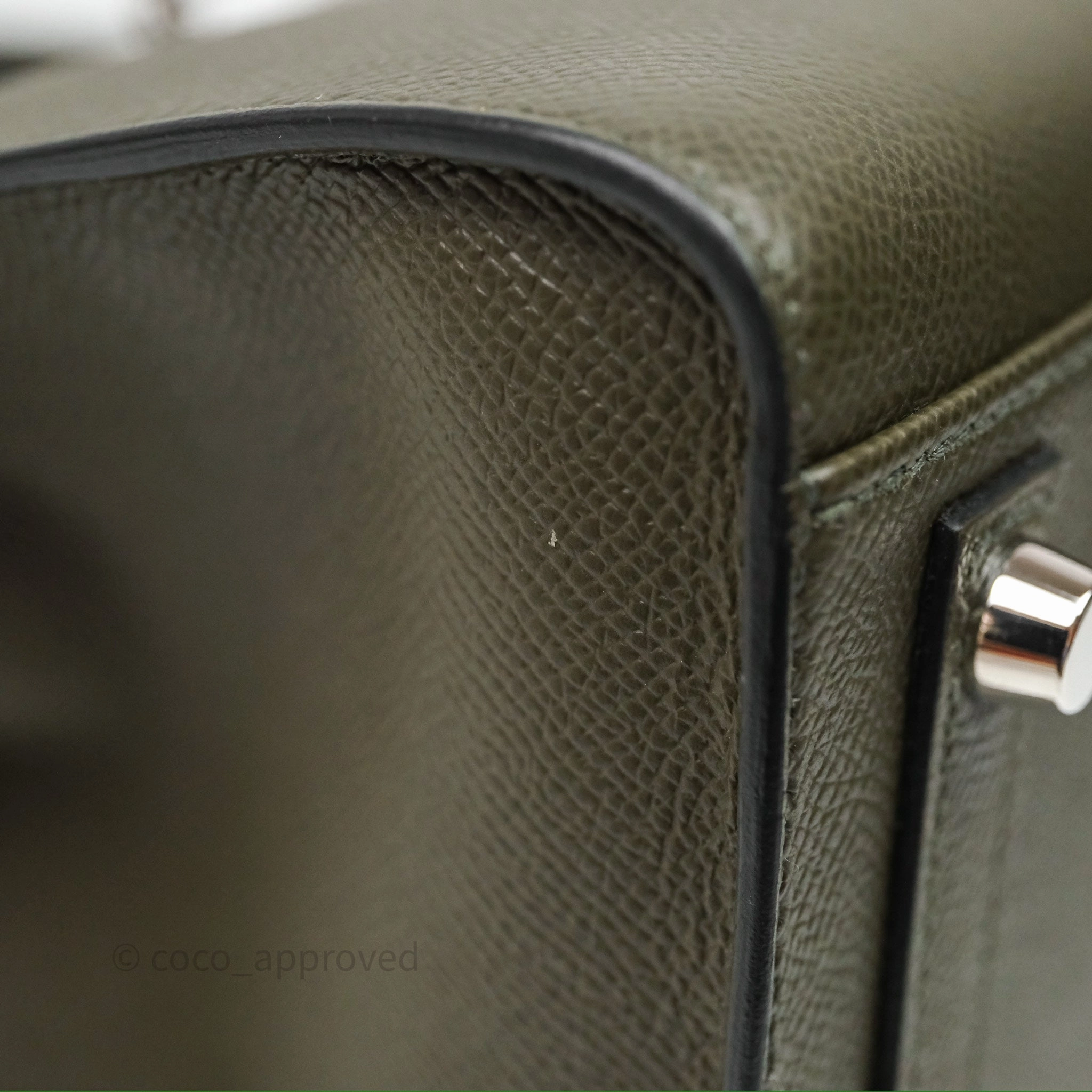 Herms Birkin 30 Vert de Gris C6 Epsom Sliver Hardware