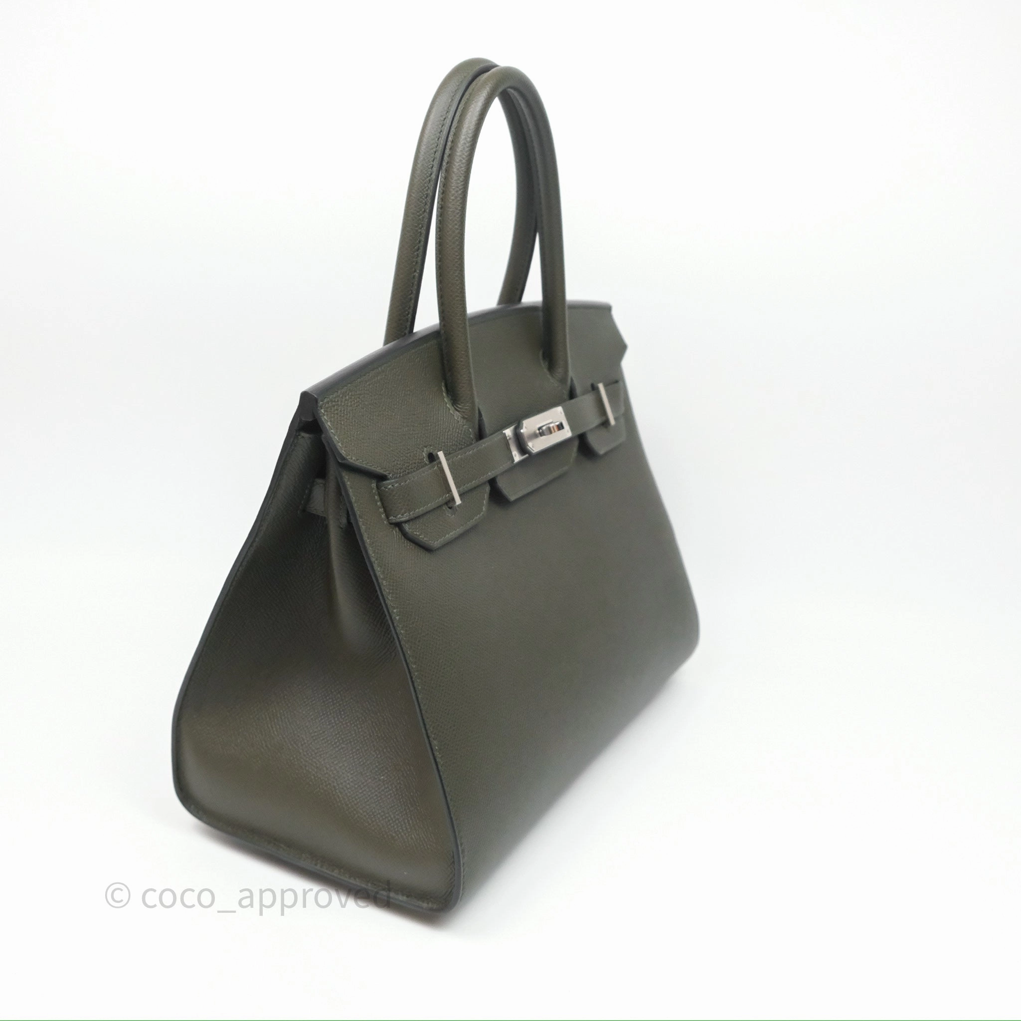 Herms Birkin 30 Vert de Gris C6 Epsom Sliver Hardware