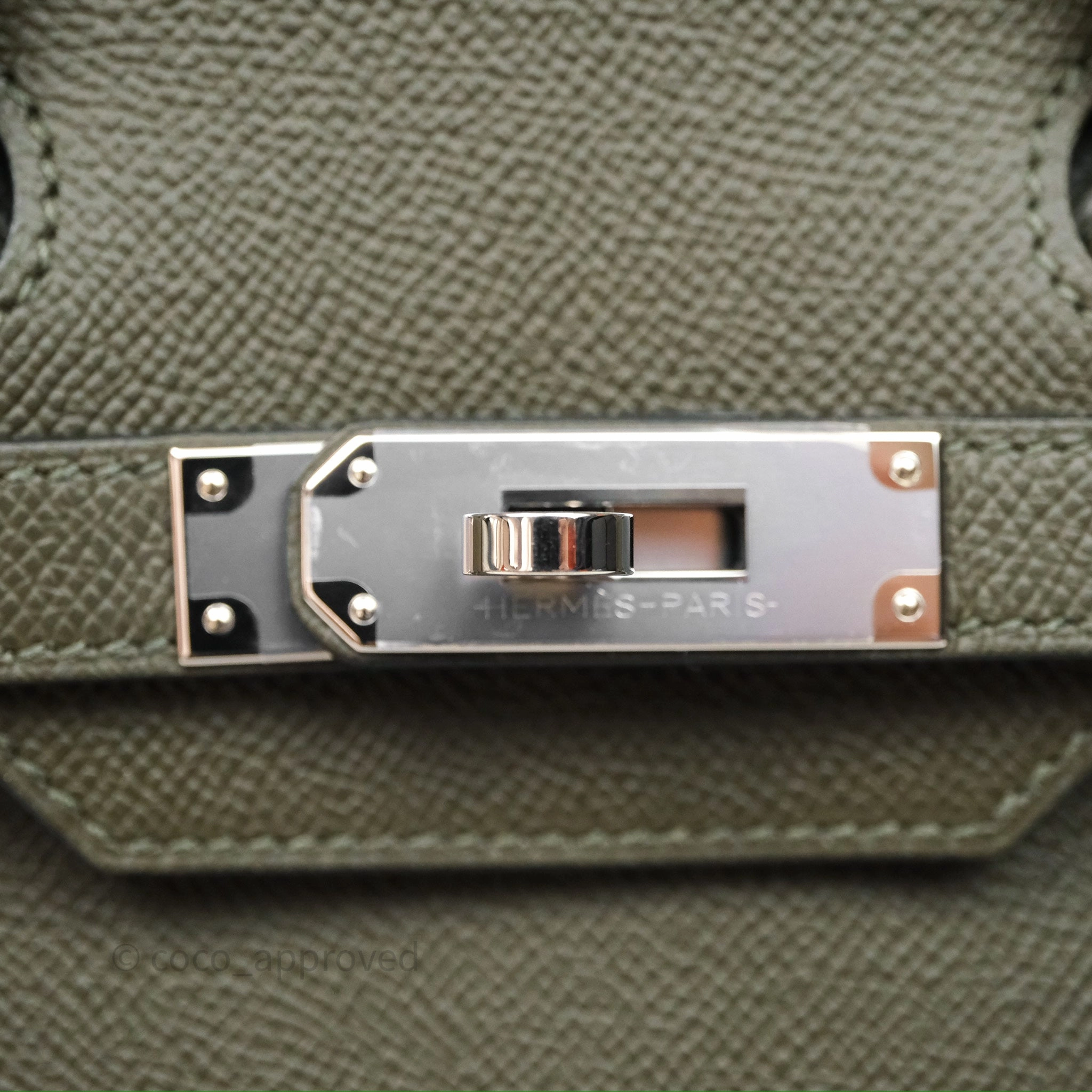 Herms Birkin 30 Vert de Gris C6 Epsom Sliver Hardware