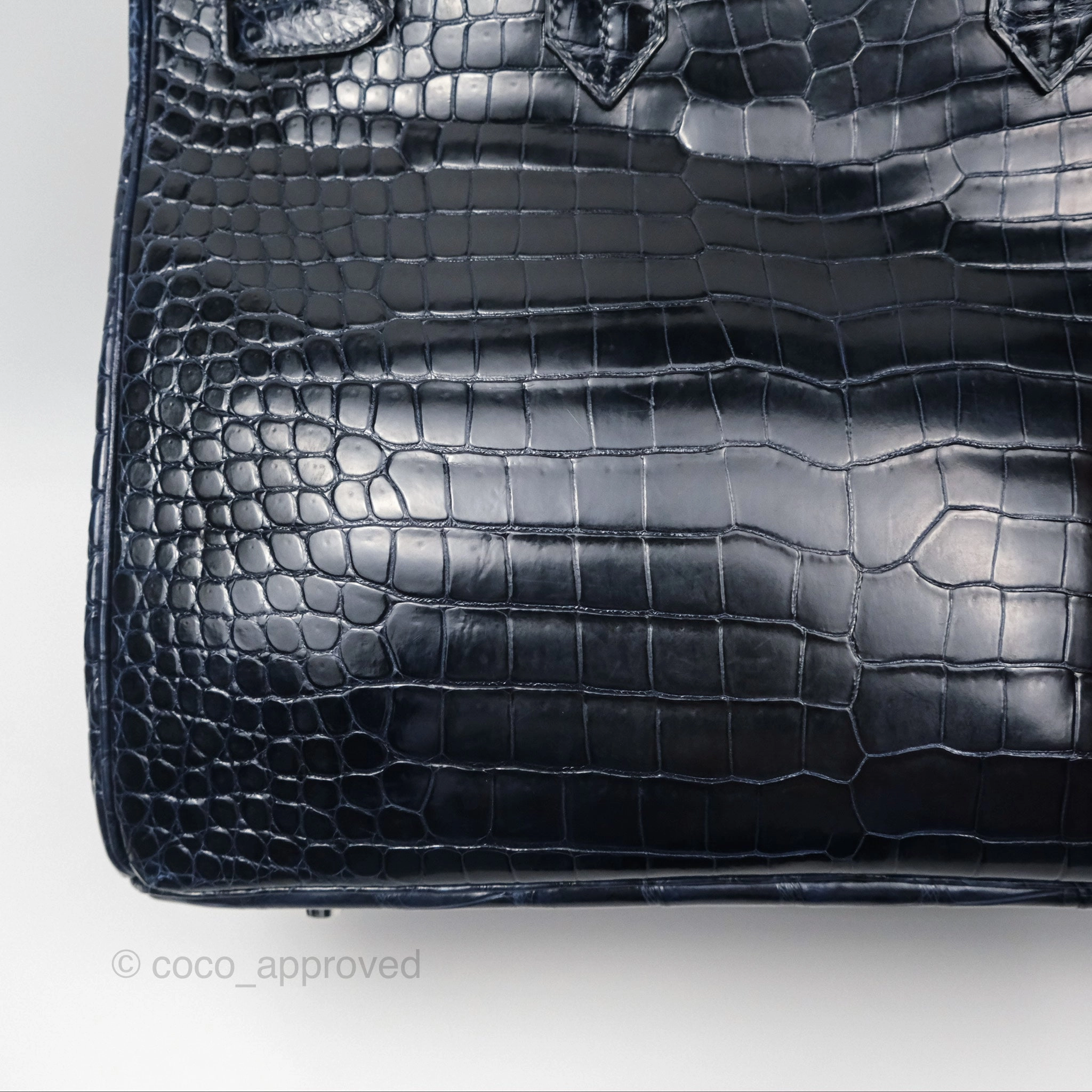 Herms Birkin 35 Porosus Marine 78 Palladium Hardware
