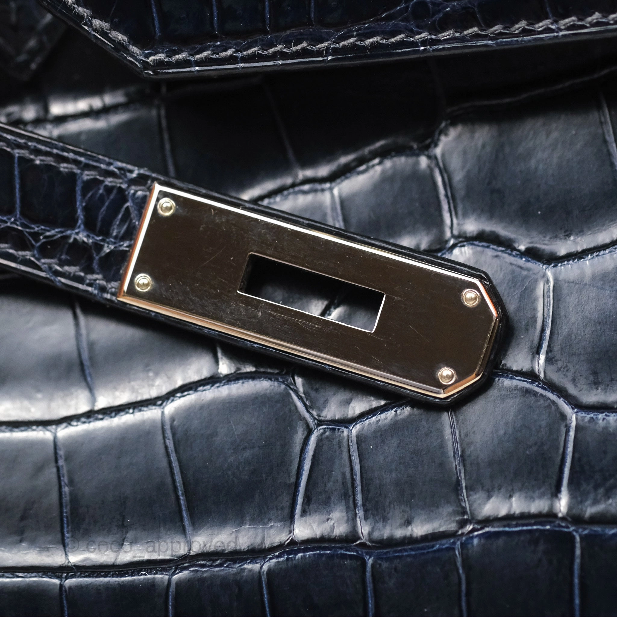 Herms Birkin 35 Porosus Marine 78 Palladium Hardware