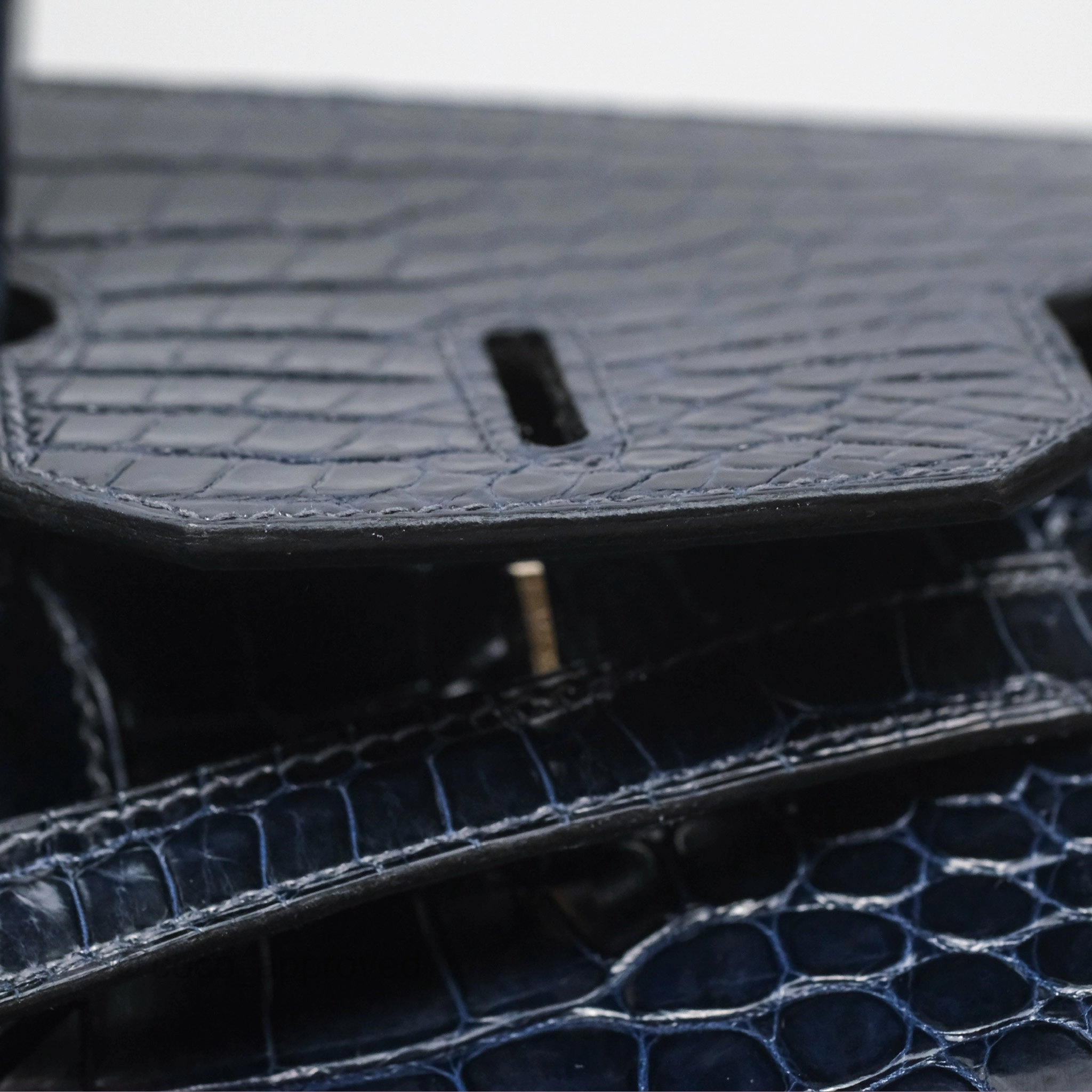 Herms Birkin 35 Porosus Marine 78 Palladium Hardware