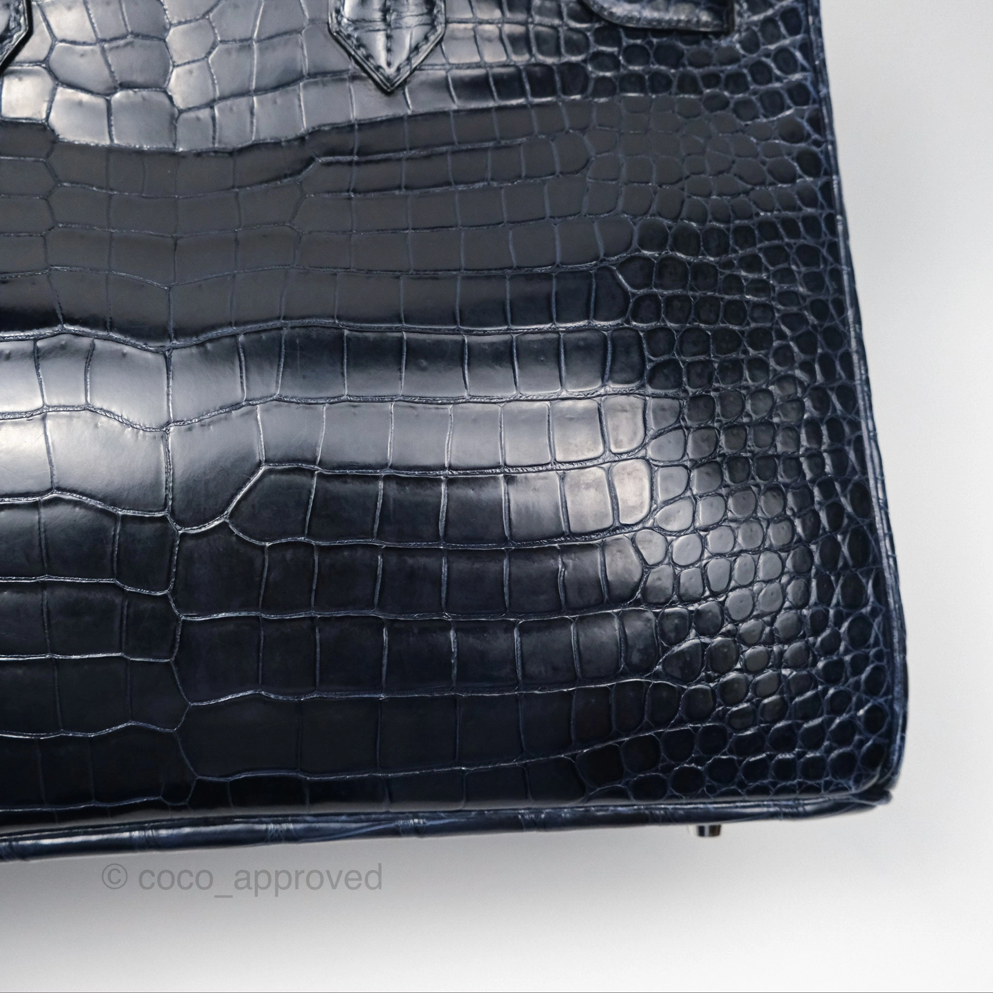 Herms Birkin 35 Porosus Marine 78 Palladium Hardware