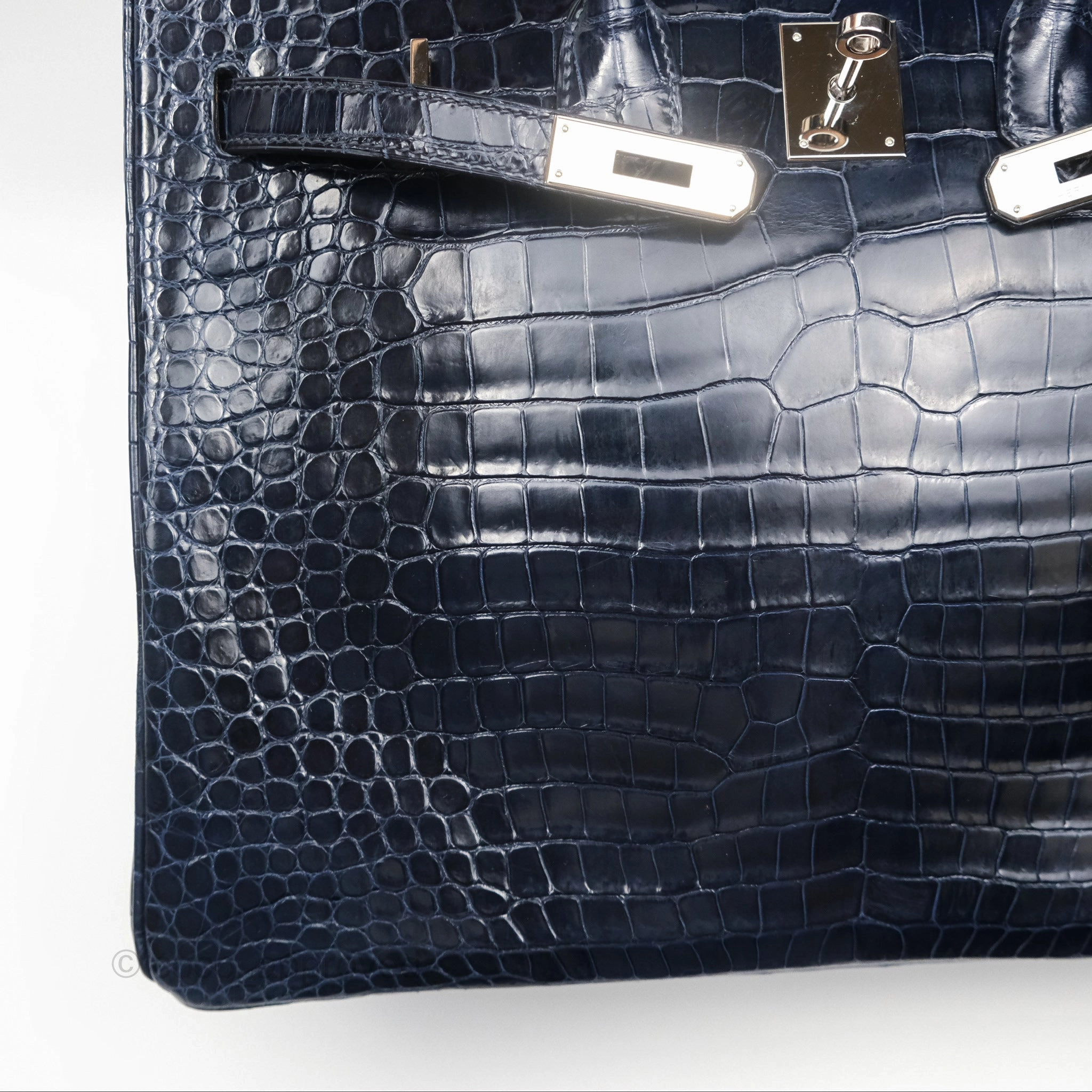 Herms Birkin 35 Porosus Marine 78 Palladium Hardware