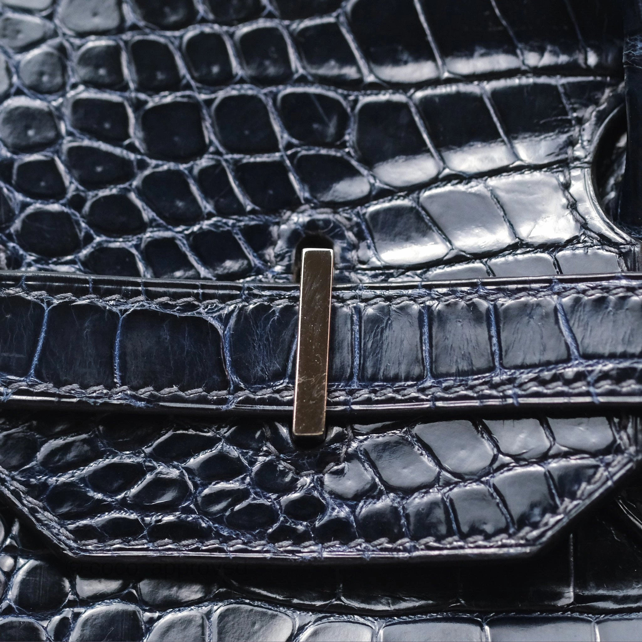 Herms Birkin 35 Porosus Marine 78 Palladium Hardware