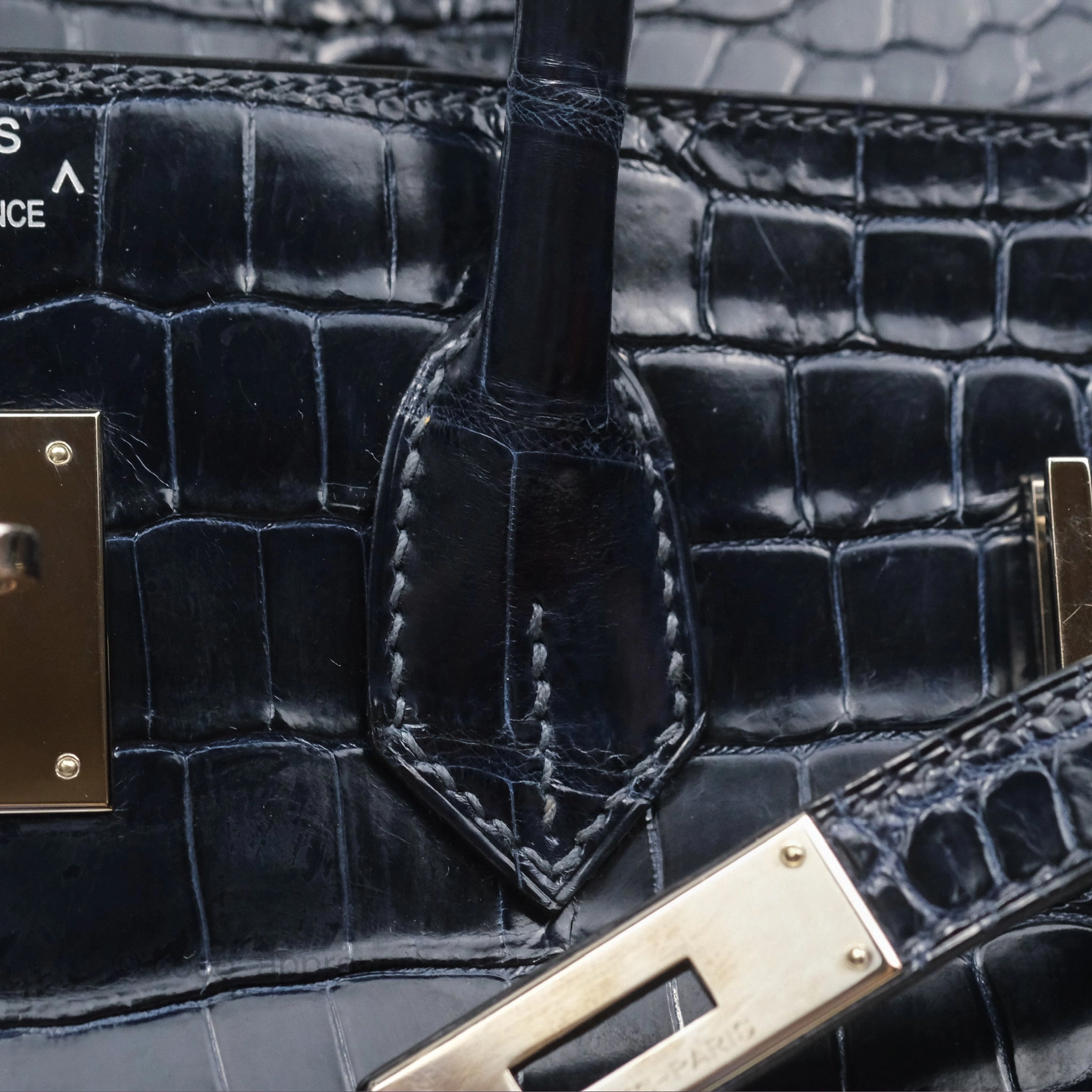 Herms Birkin 35 Porosus Marine 78 Palladium Hardware