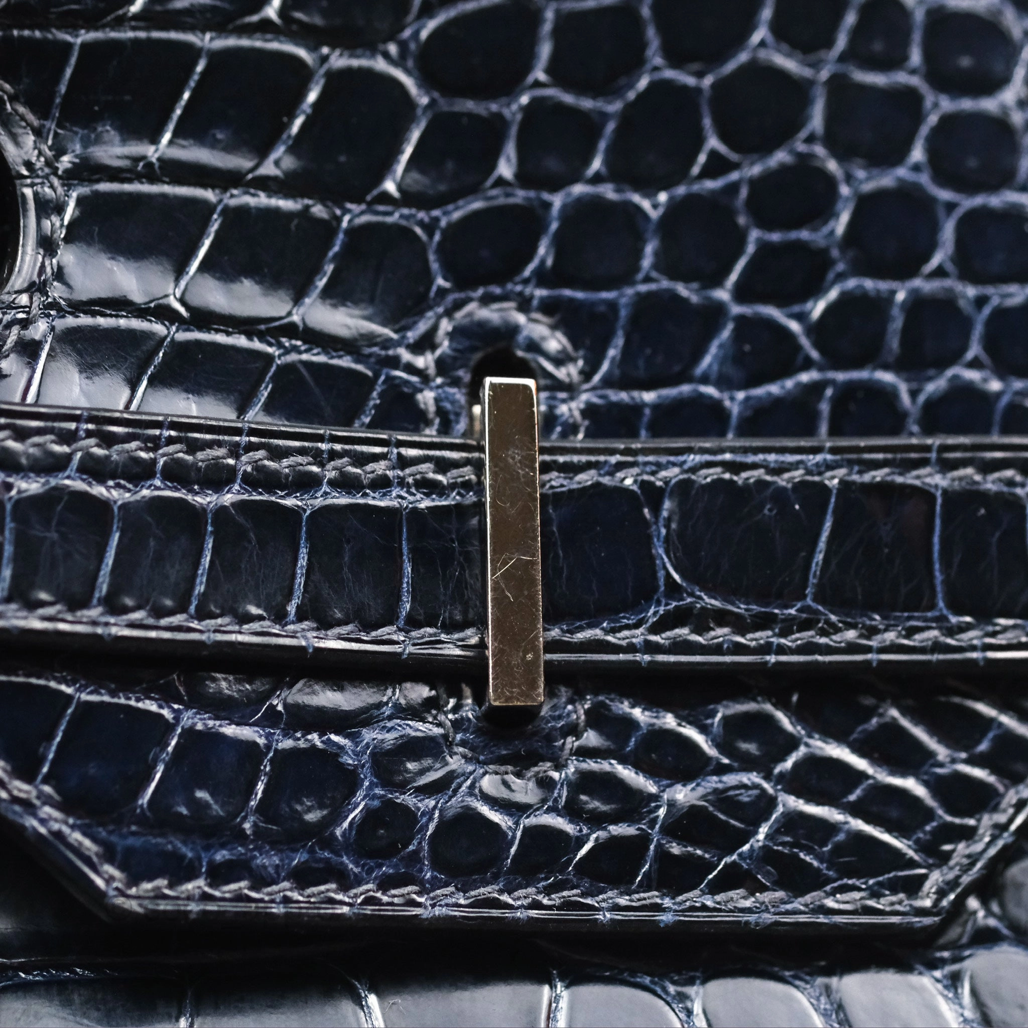 Herms Birkin 35 Porosus Marine 78 Palladium Hardware
