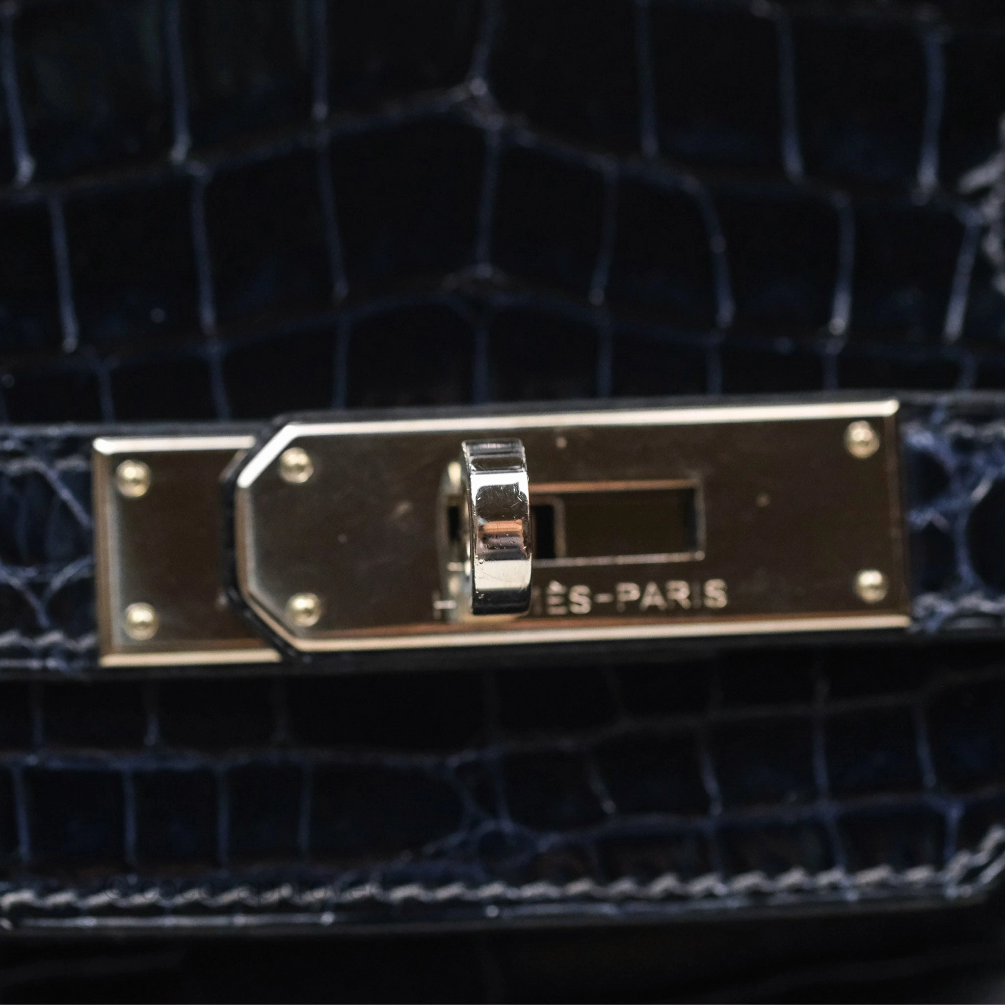 Herms Birkin 35 Porosus Marine 78 Palladium Hardware