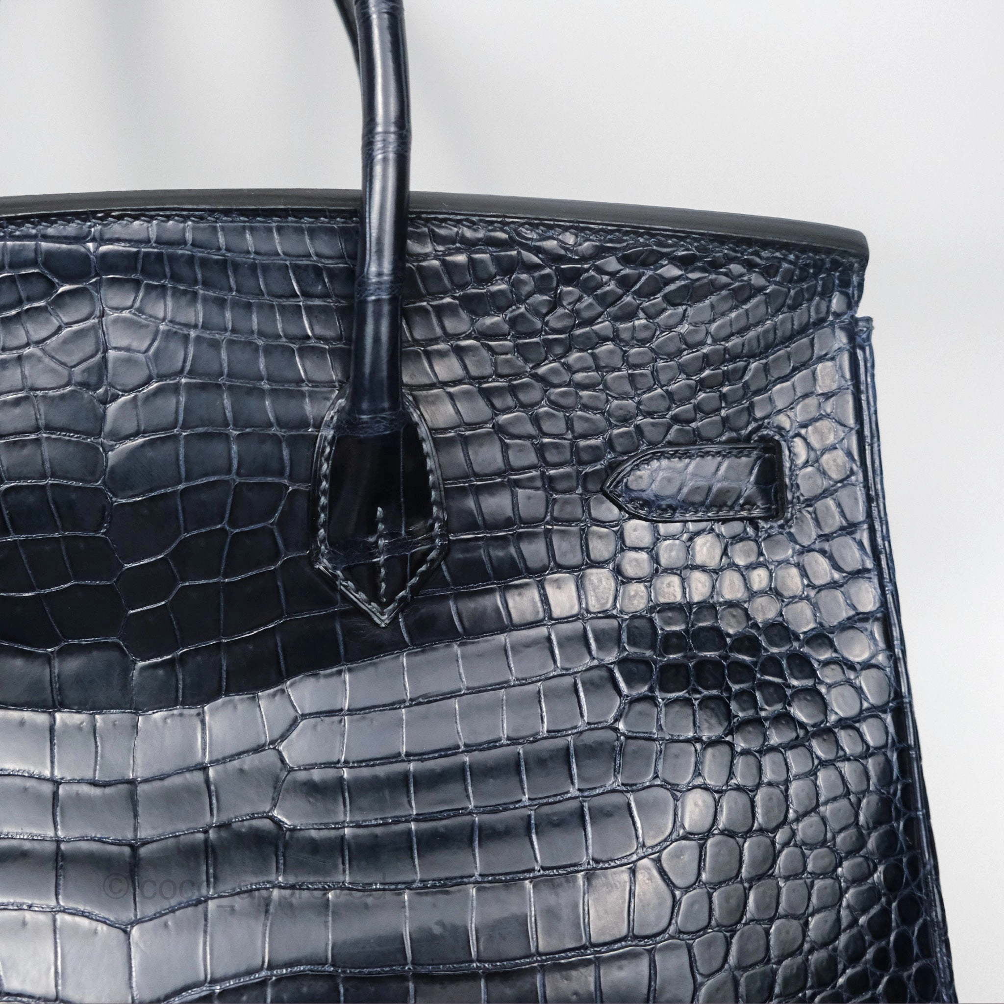 Herms Birkin 35 Porosus Marine 78 Palladium Hardware