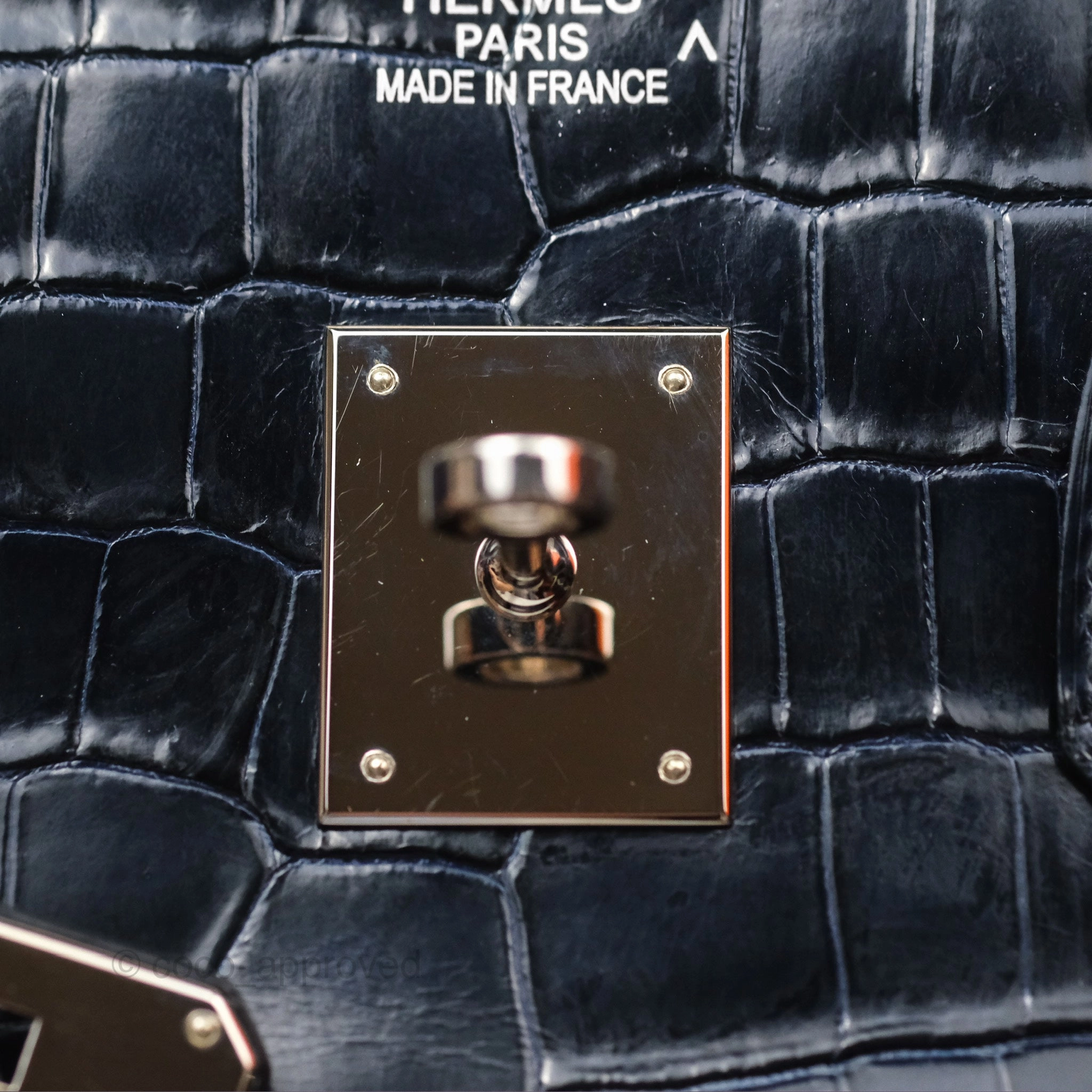Herms Birkin 35 Porosus Marine 78 Palladium Hardware