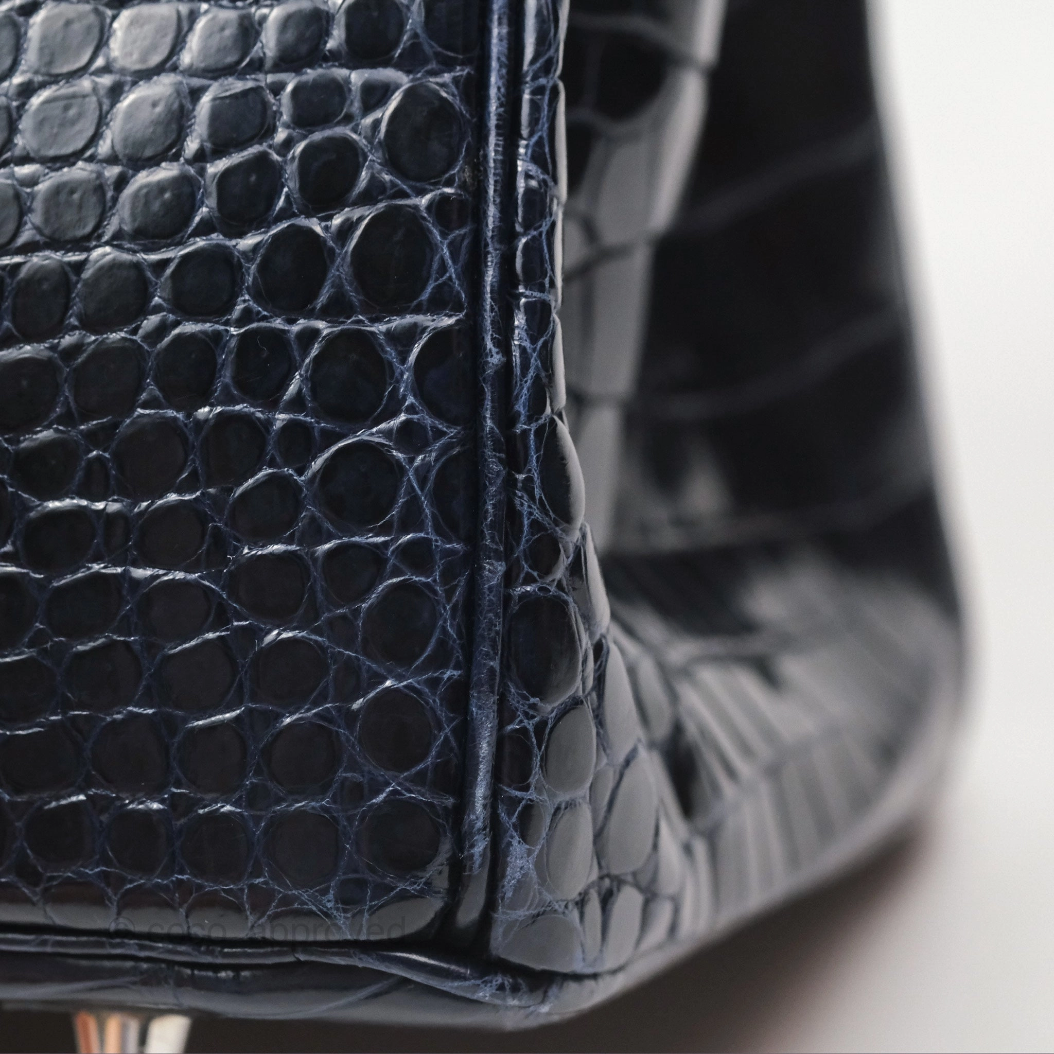 Herms Birkin 35 Porosus Marine 78 Palladium Hardware