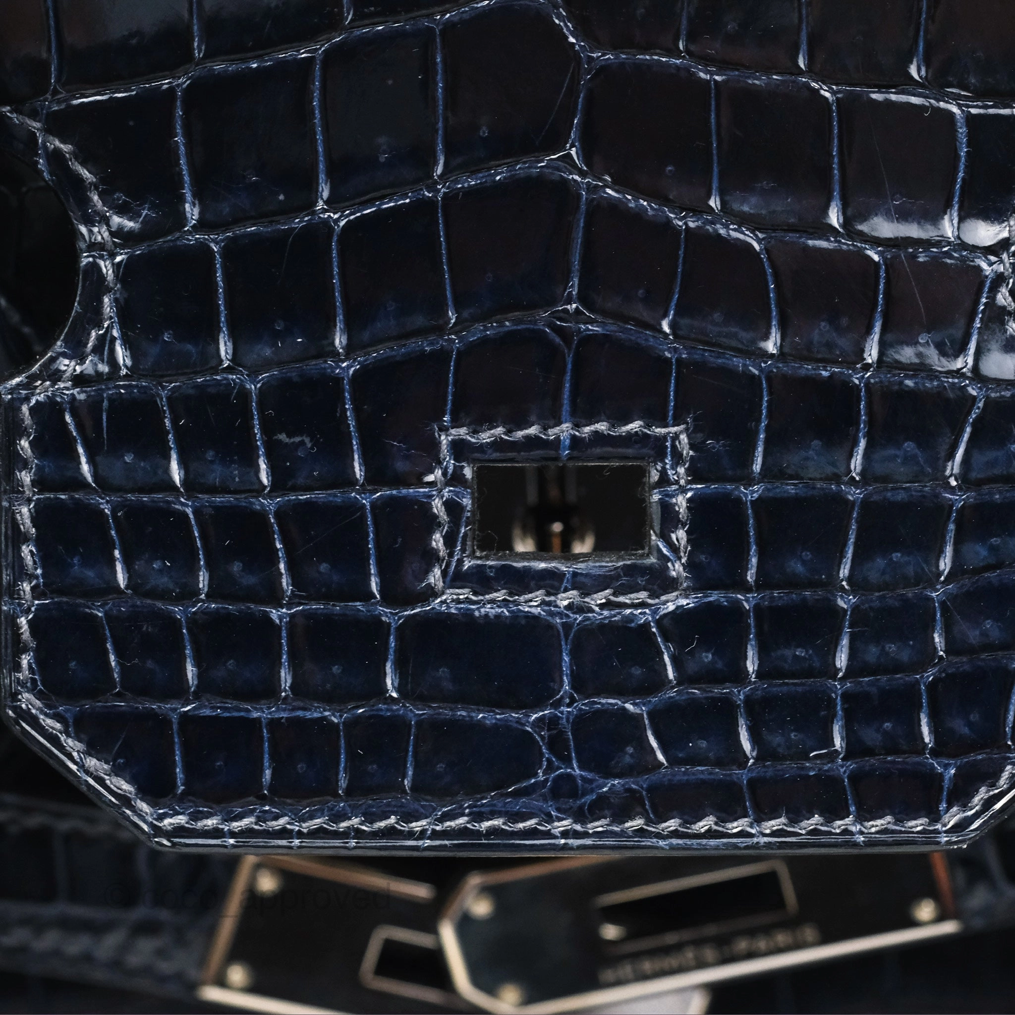 Herms Birkin 35 Porosus Marine 78 Palladium Hardware
