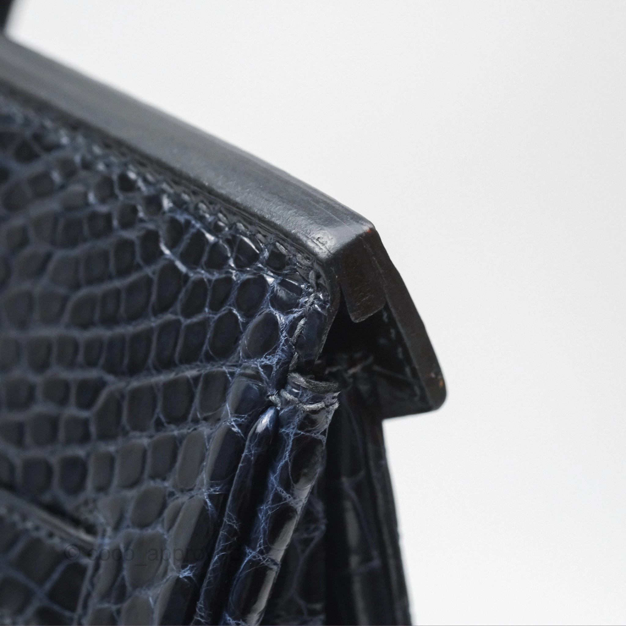 Herms Birkin 35 Porosus Marine 78 Palladium Hardware