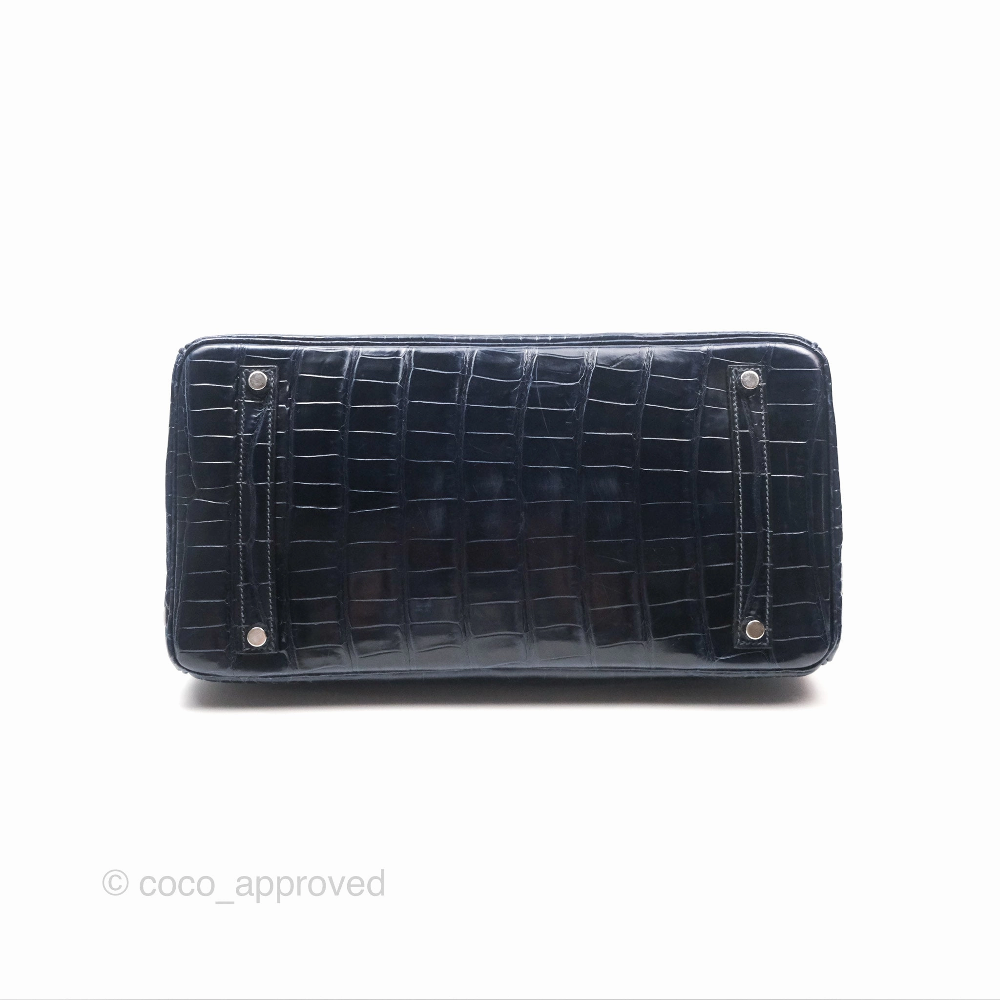 Herms Birkin 35 Porosus Marine 78 Palladium Hardware