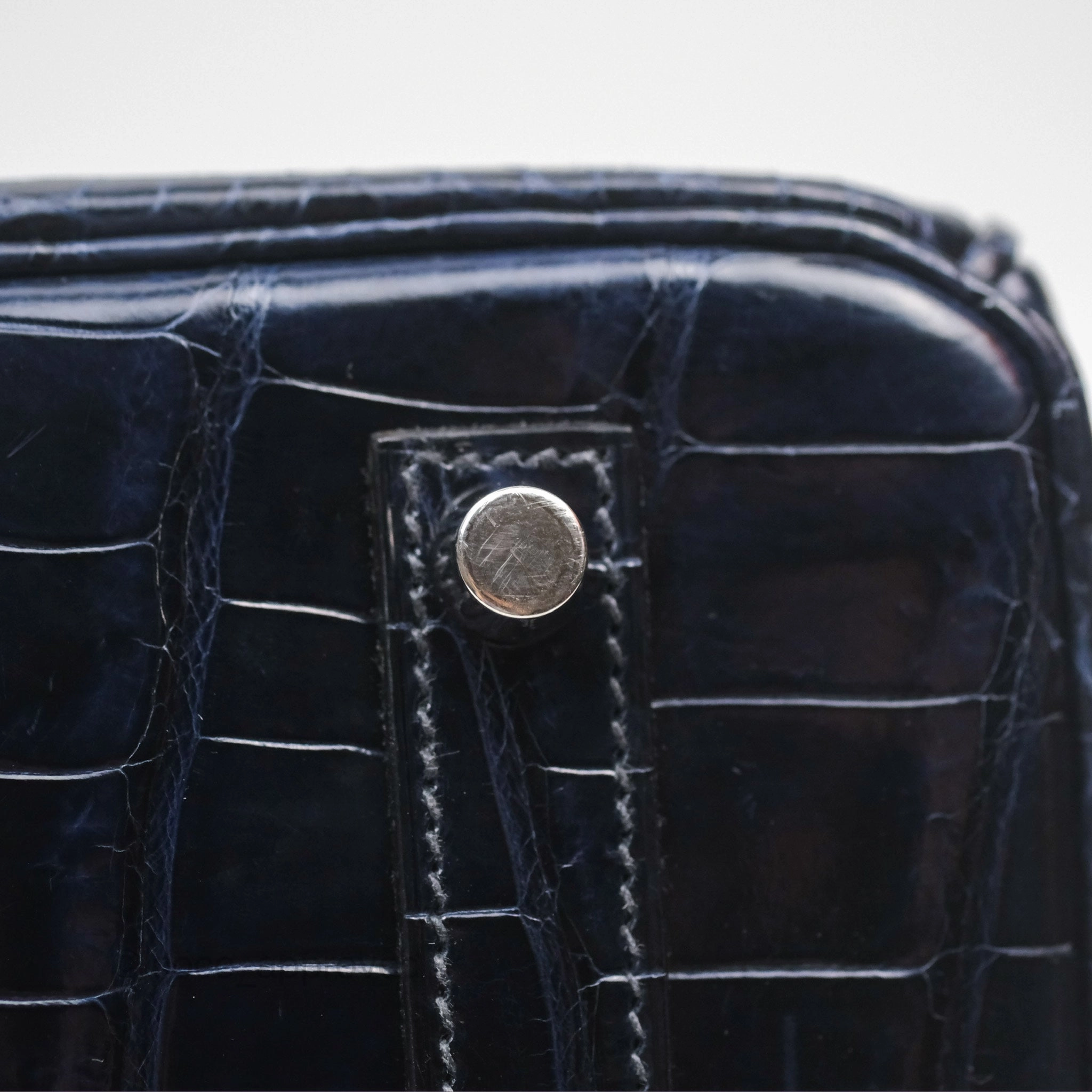 Herms Birkin 35 Porosus Marine 78 Palladium Hardware