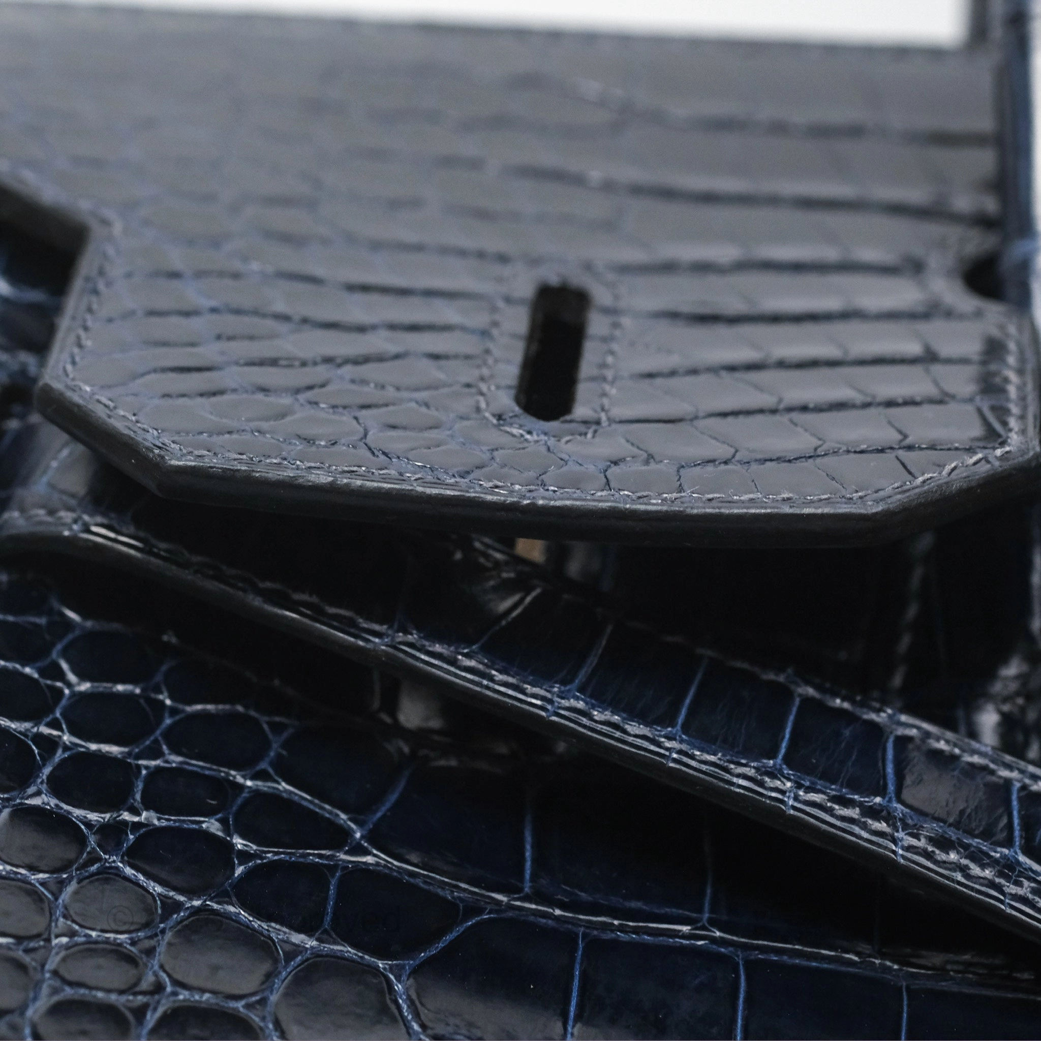 Herms Birkin 35 Porosus Marine 78 Palladium Hardware