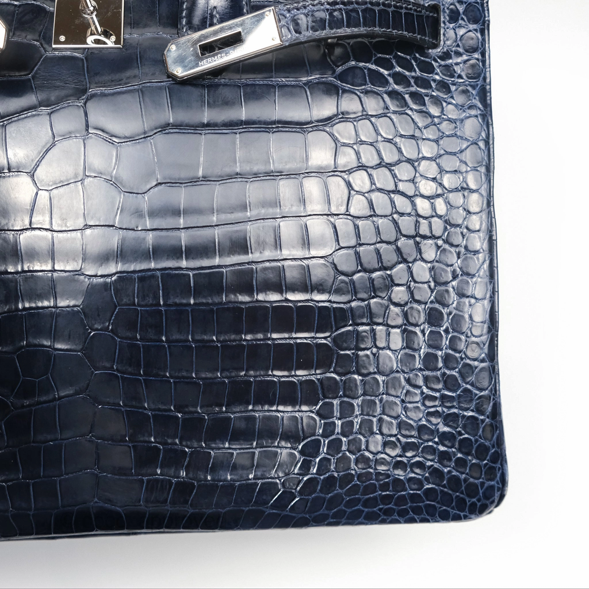 Herms Birkin 35 Porosus Marine 78 Palladium Hardware