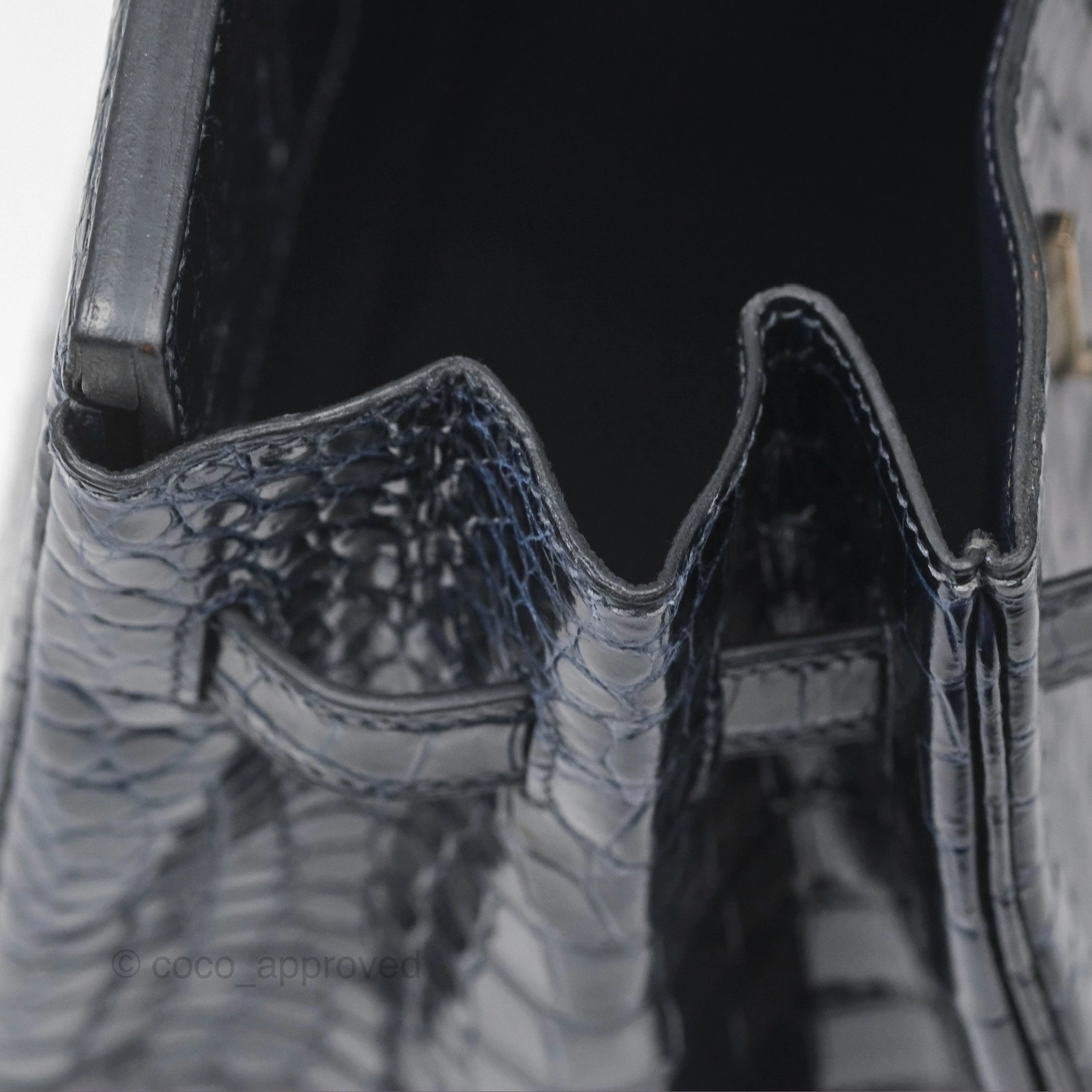 Herms Birkin 35 Porosus Marine 78 Palladium Hardware