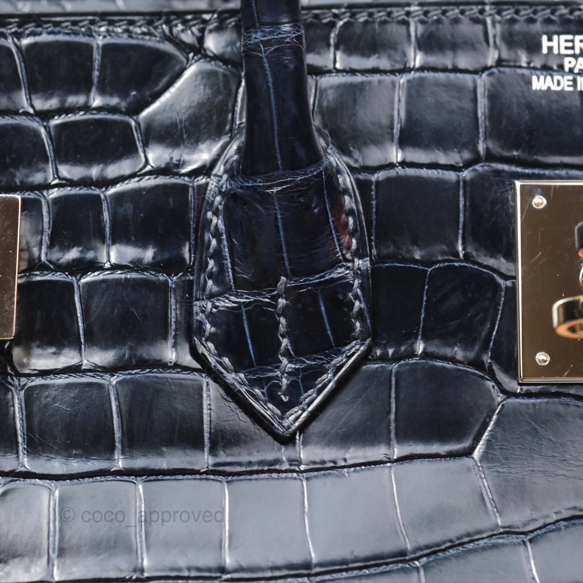 Herms Birkin 35 Porosus Marine 78 Palladium Hardware